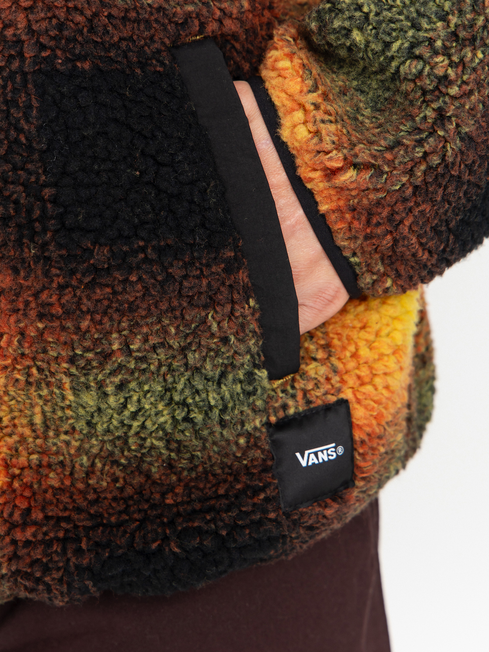 Pánský Fleecová mikina Vans Heights Sherpa Full Zip (black/herritage mustard)