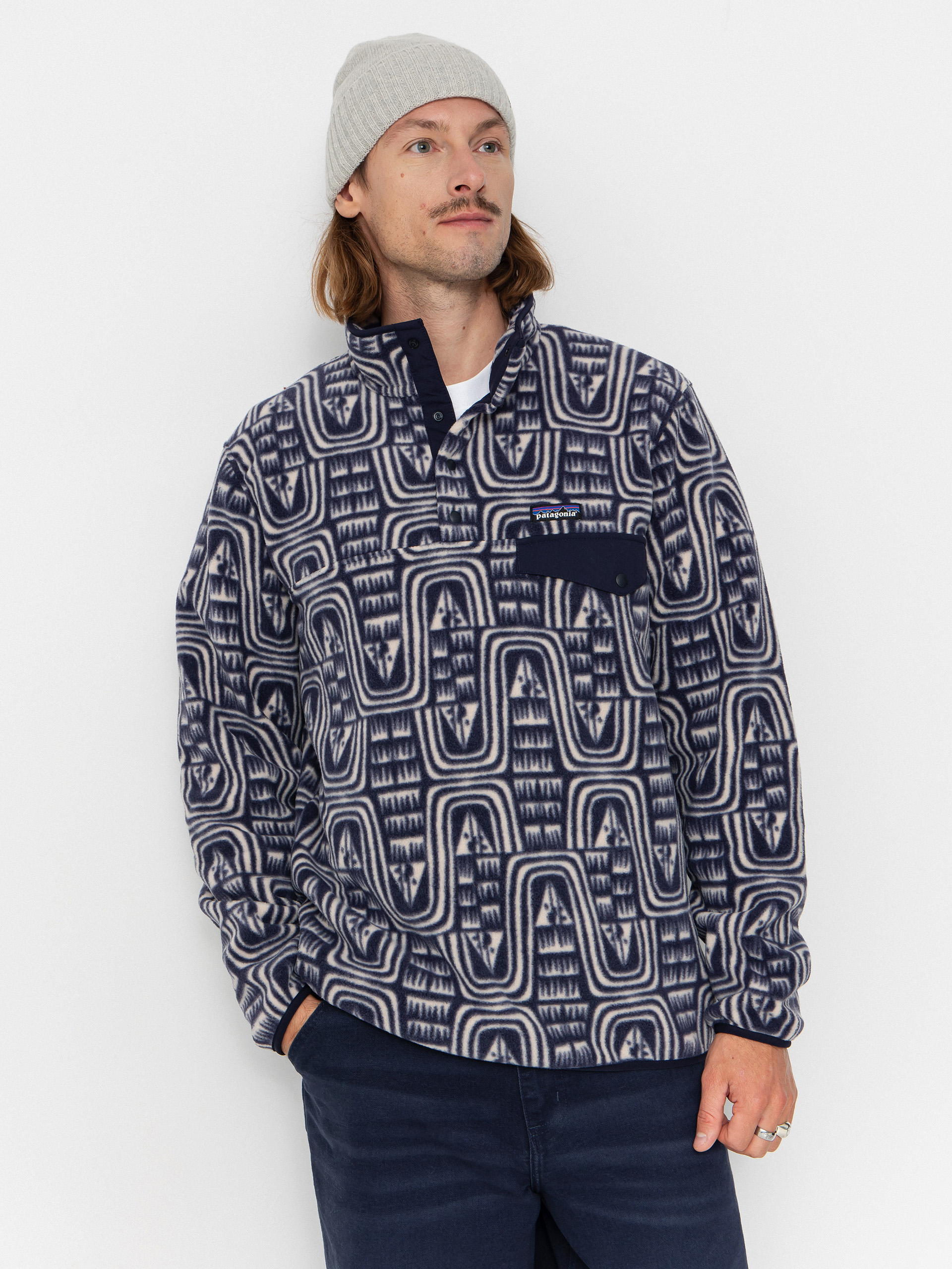 Fleecová mikina Patagonia LW Synch Snap T (flow sunken blue)