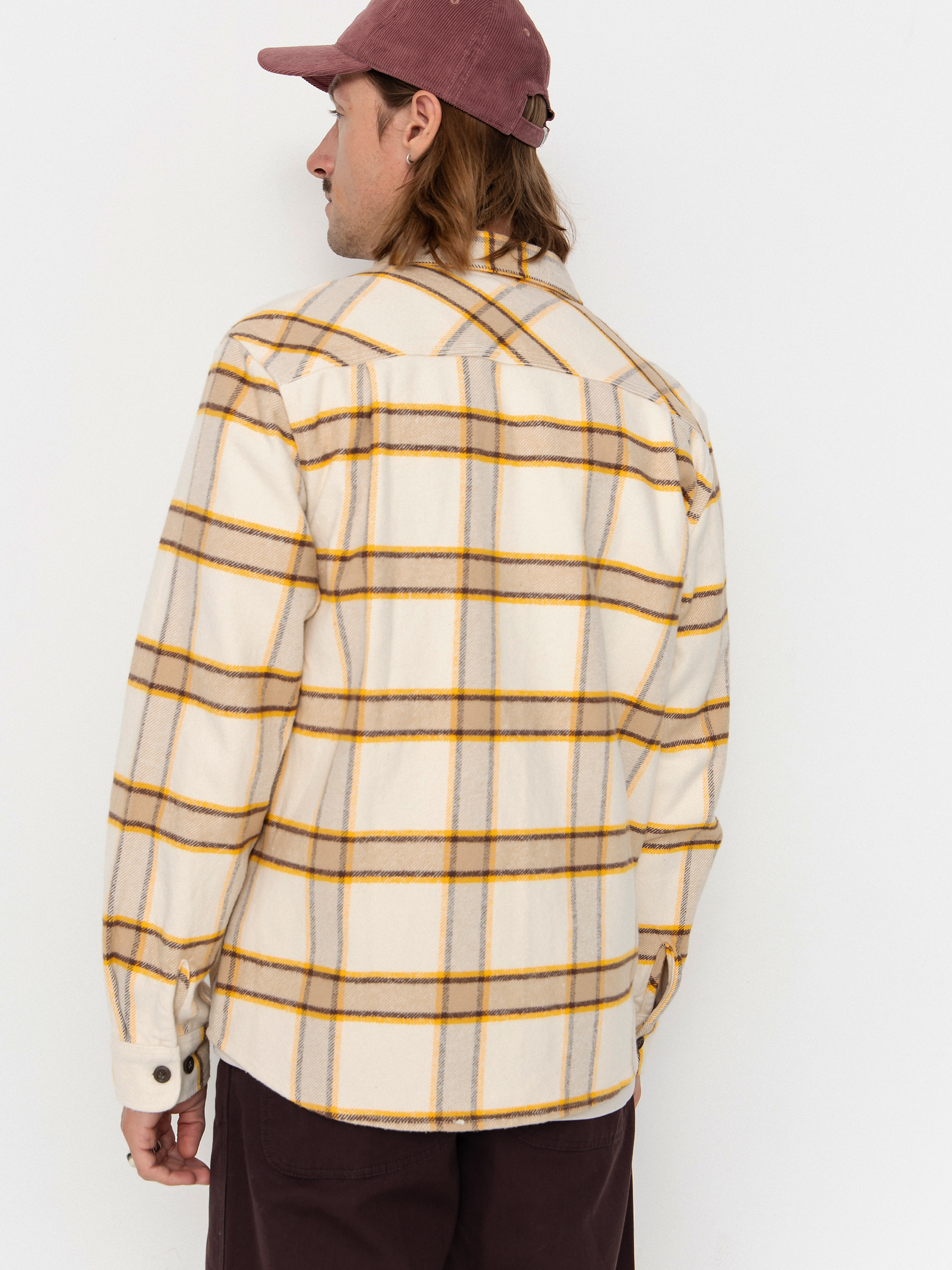 Košile Brixton Bowery Heavy Weight Flanne (whitecap/pineconebrown/saffron)