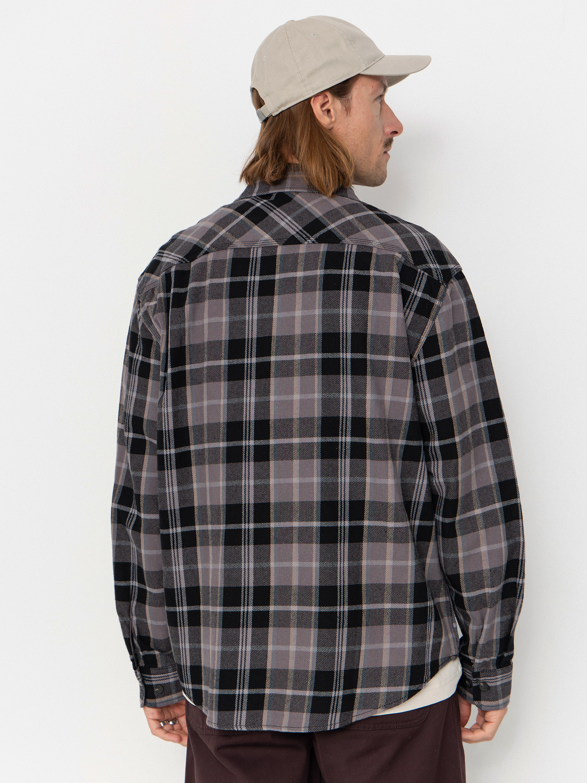 Košile Brixton Vintage Wash Flannel (black/charcoal beige/slate)