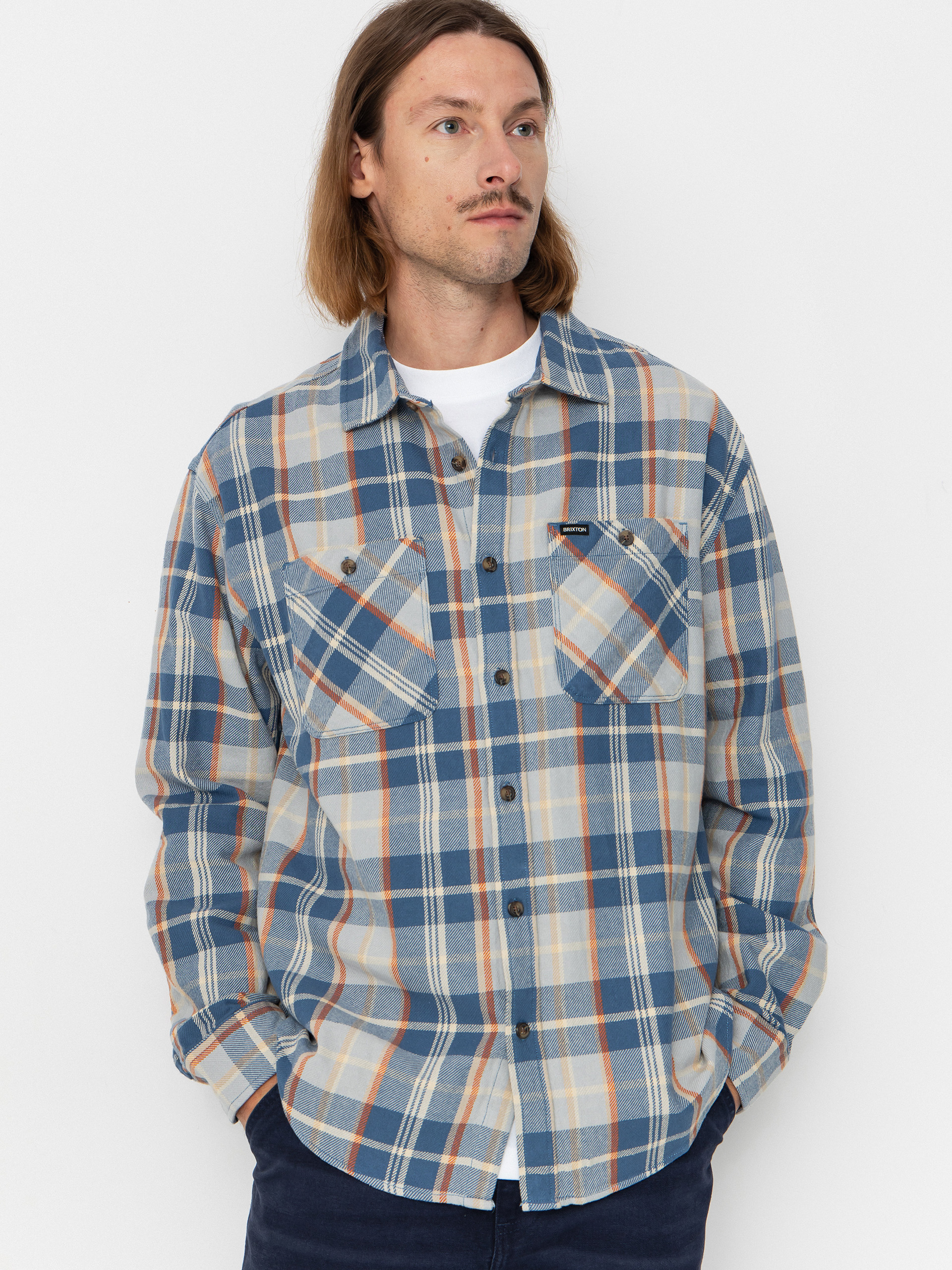 Kou0161ile Brixton Vintage Wash Flannel (blue/soft blue/orange)
