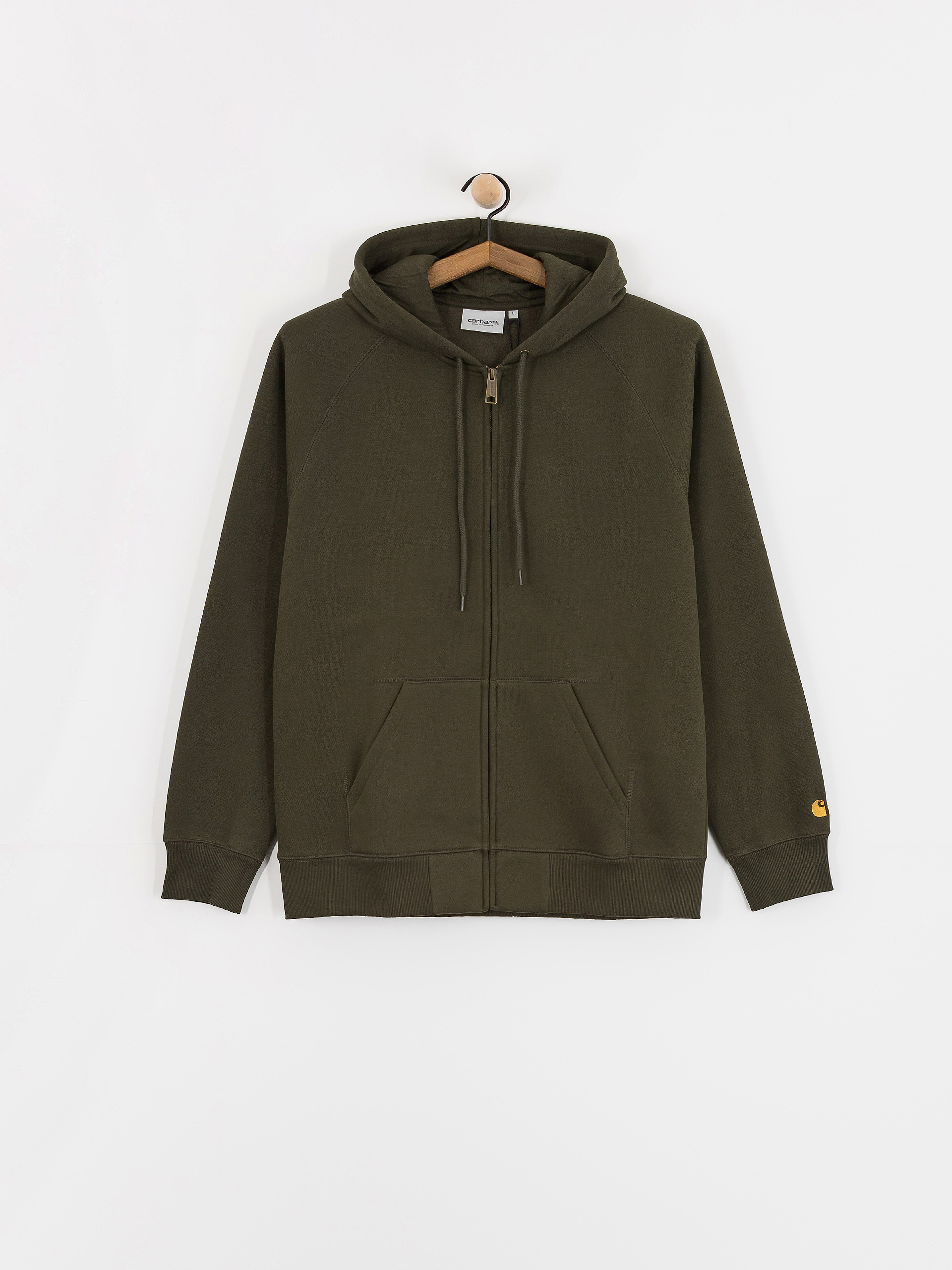 Mikina s kapucí Carhartt WIP Chase ZHD (olive/gold)