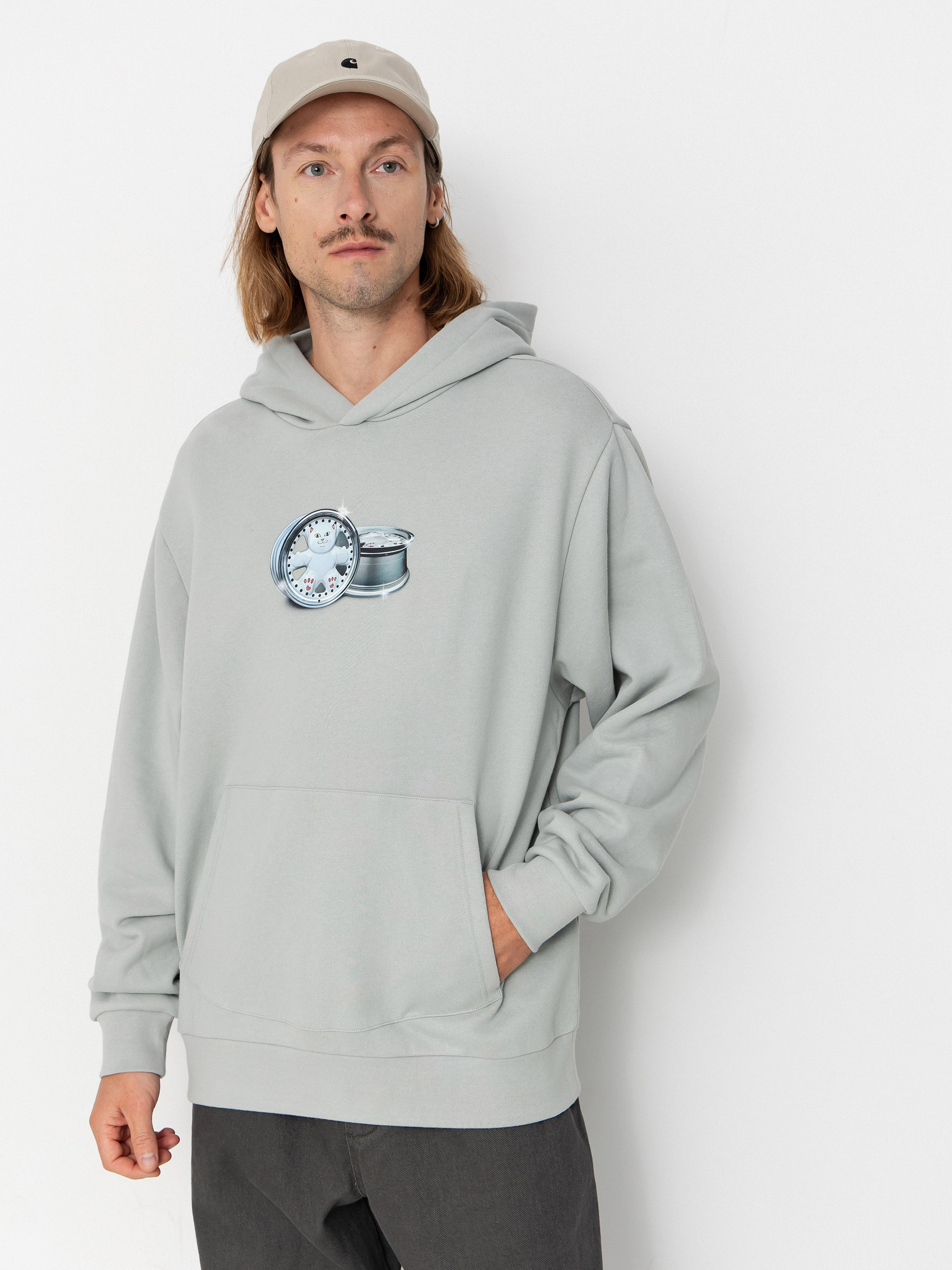 Mikina s kapucí RipNDip Nerm On Wheels HD (grey)