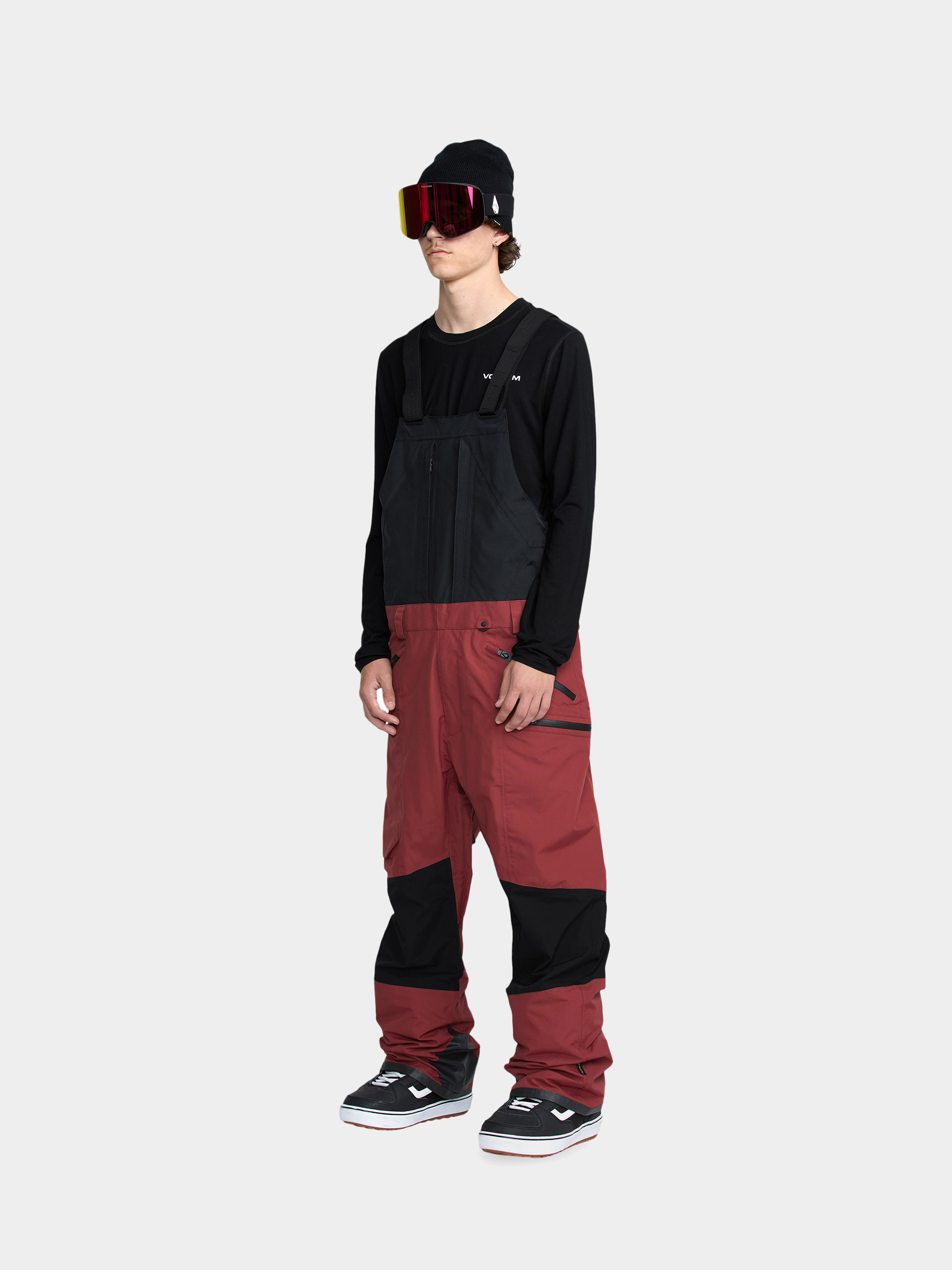 Pánské Snowboardové kalhoty  Volcom Rain Gore Tex Bib Overall (burnt red)