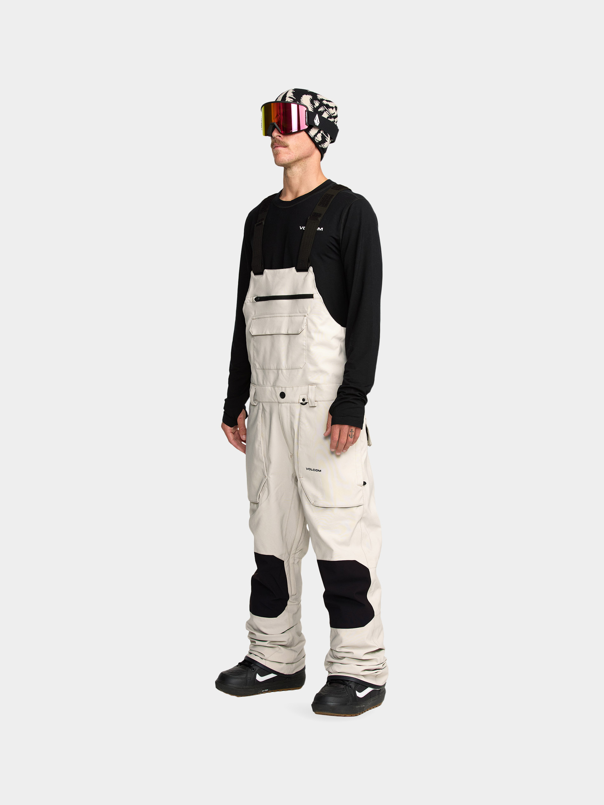 Pánské Snowboardové kalhoty  Volcom Roan Bib Overall (stone)