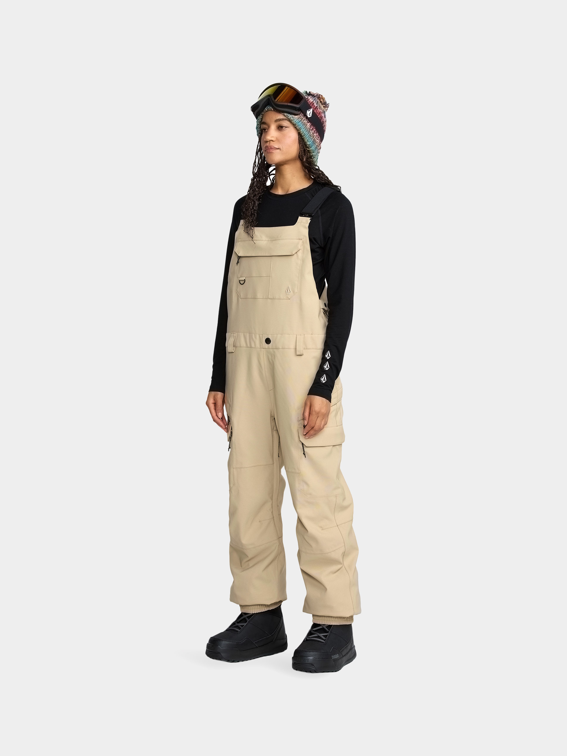 Dámské Snowboardové kalhoty  Volcom Creston 3D Stretch Bib Overall (oatmeal)