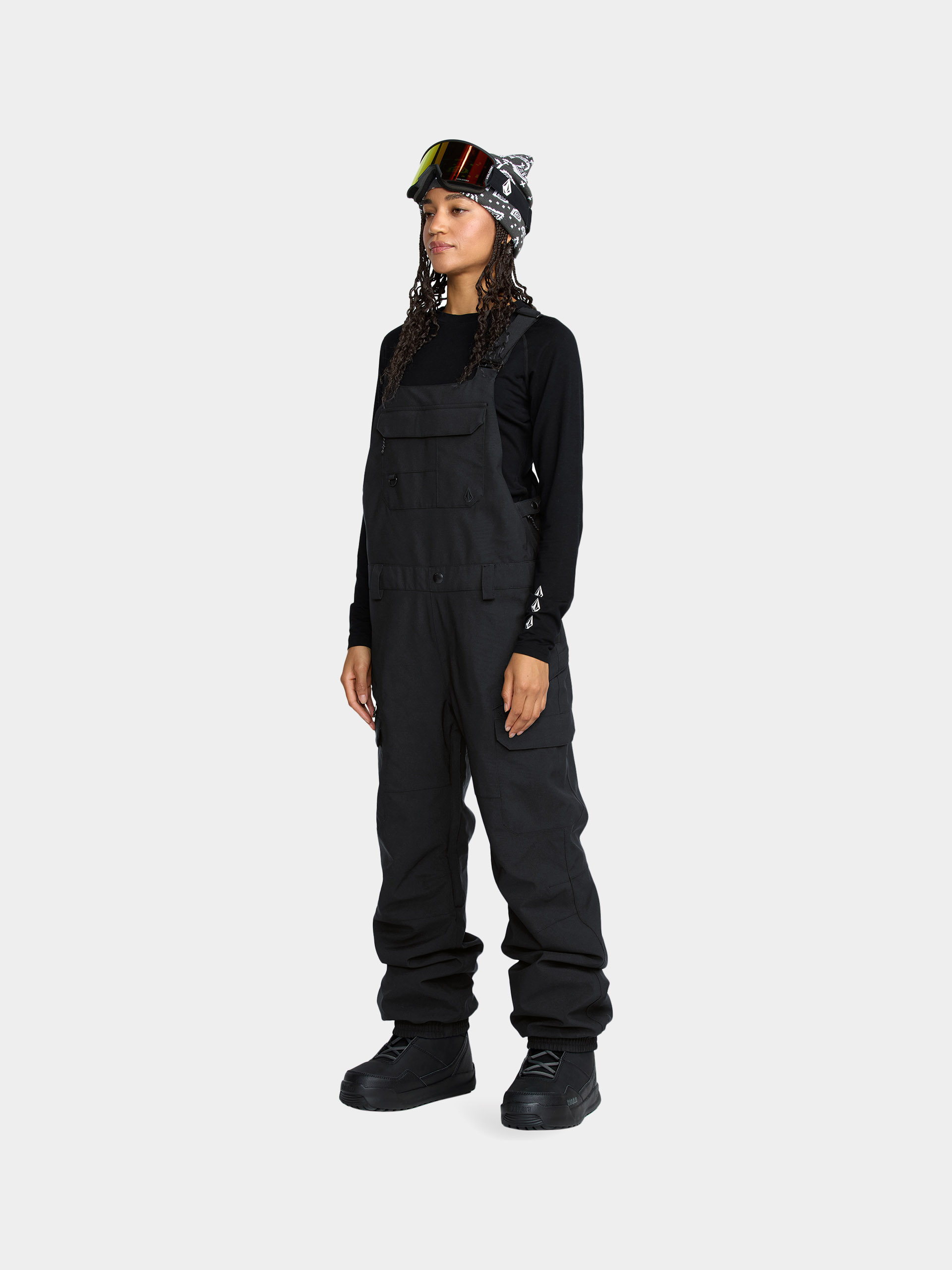 Dámské Snowboardové kalhoty  Volcom Creston 3D Stretch Bib Overall (black)