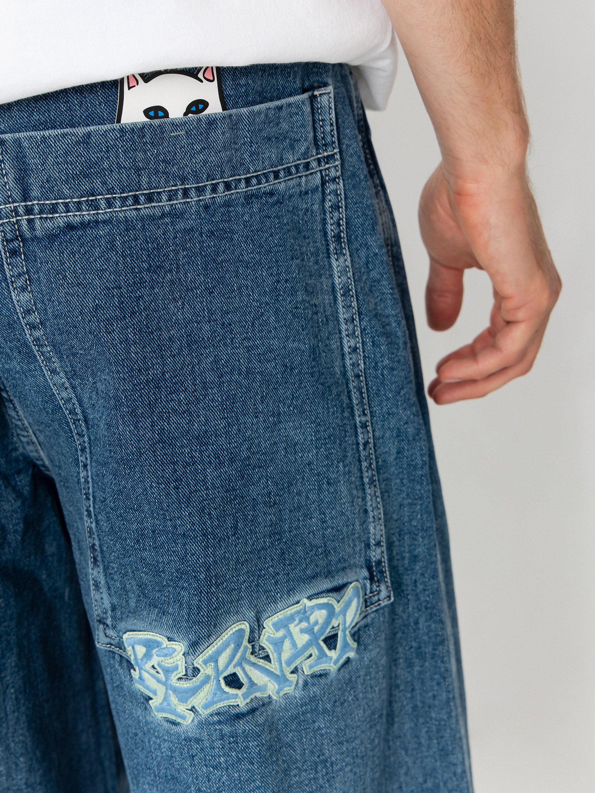 Kalhoty RipNDip Ace Ultra Wide Leg (medium wash)