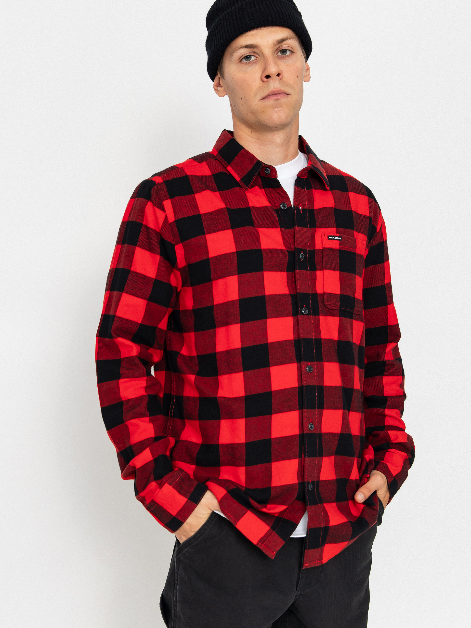 Košile Volcom Caden Plaid (lifeguard red)