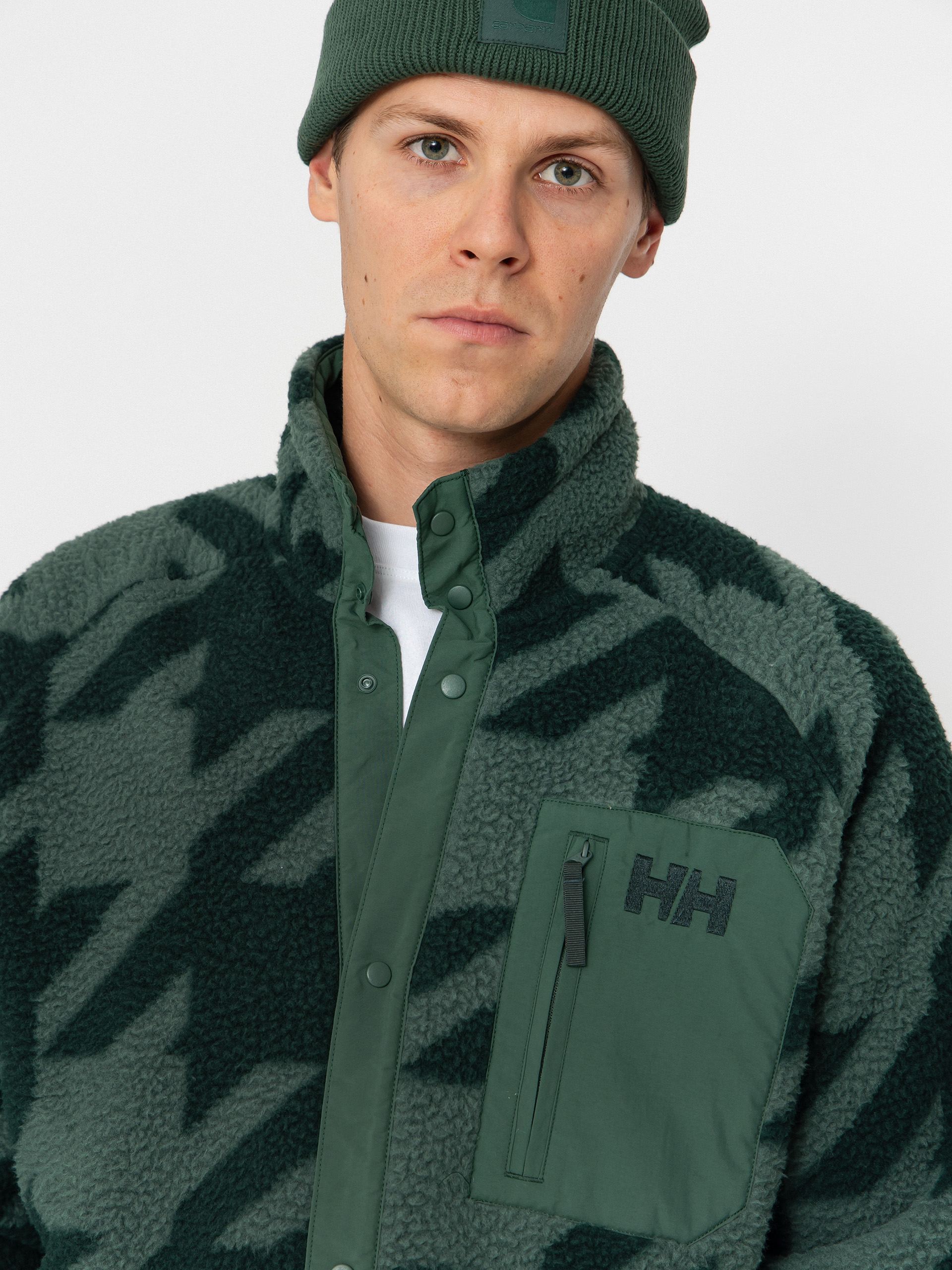 Pánský Fleecová mikina Helly Hansen Panorama Printed Pile Snap (jungle green houndstooth a)