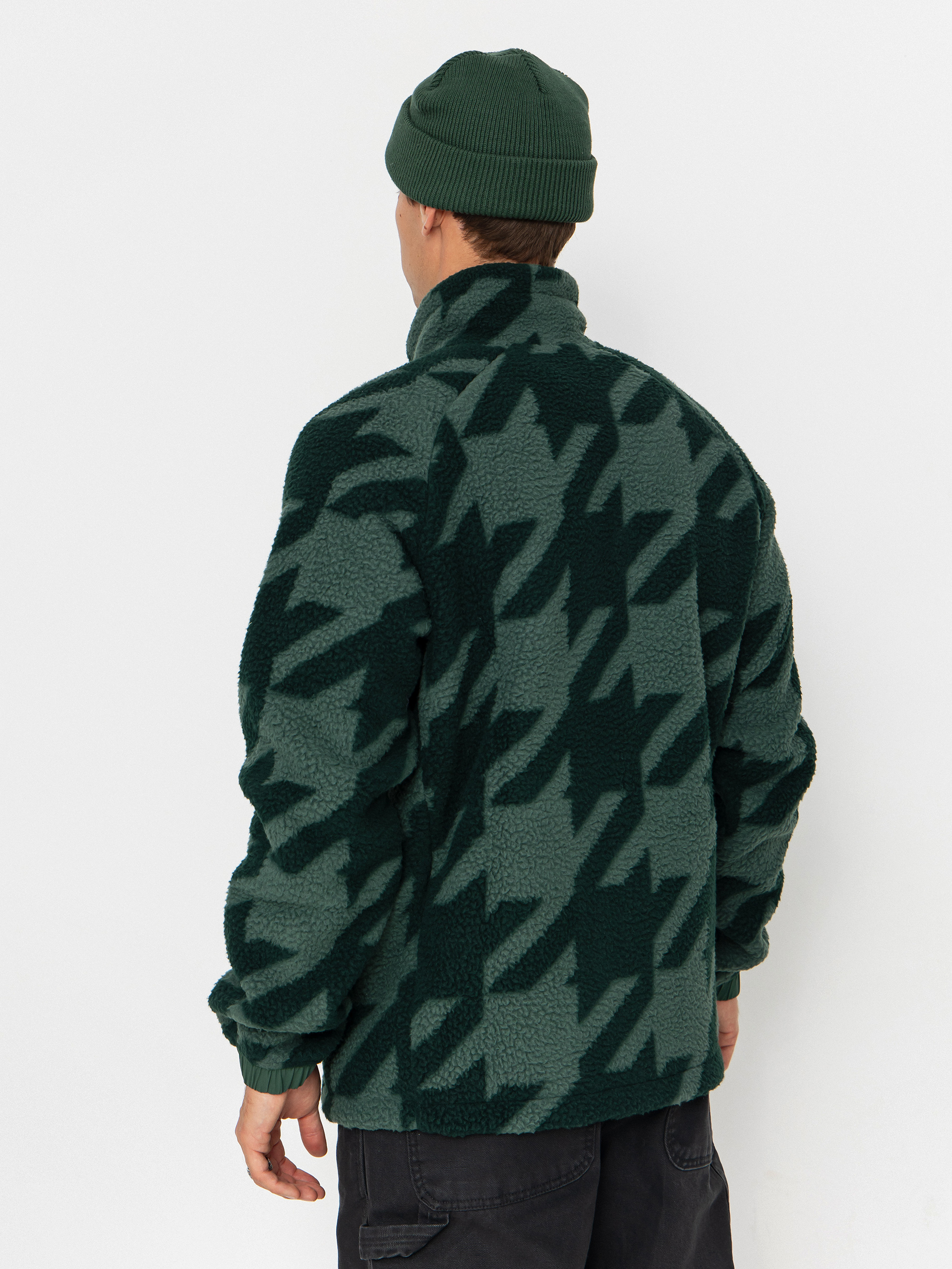 Pánský Fleecová mikina Helly Hansen Panorama Printed Pile Snap (jungle green houndstooth a)