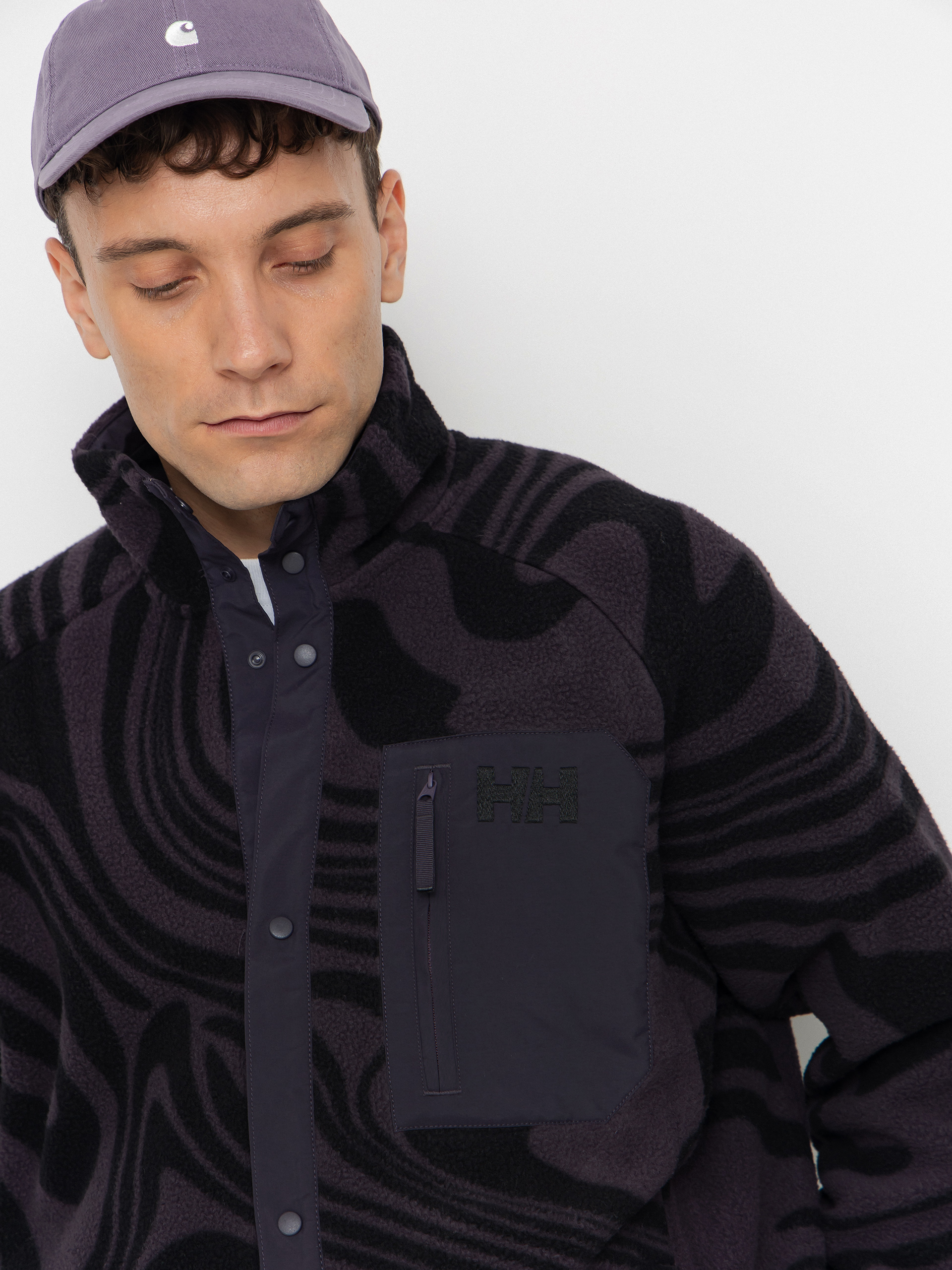 Pánský Fleecová mikina Helly Hansen Panorama Printed Pile Snap (black grape swirl aop)