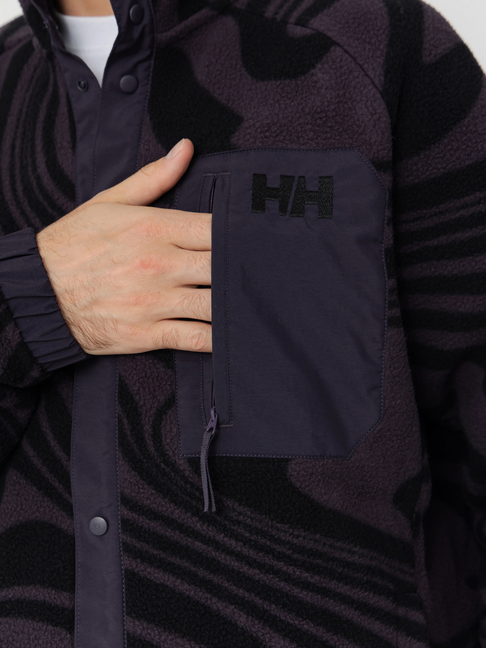 Pánský Fleecová mikina Helly Hansen Panorama Printed Pile Snap (black grape swirl aop)