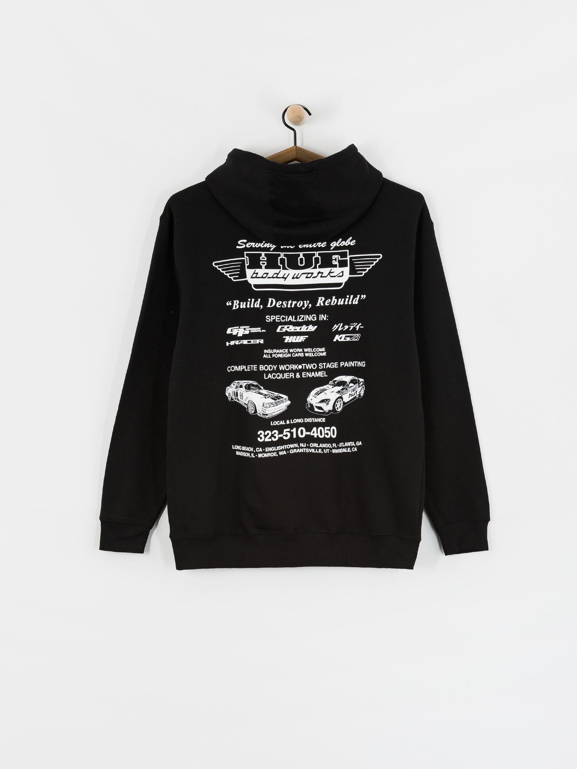 Mikina s kapucí HUF X Greddy Body Works HD (black)