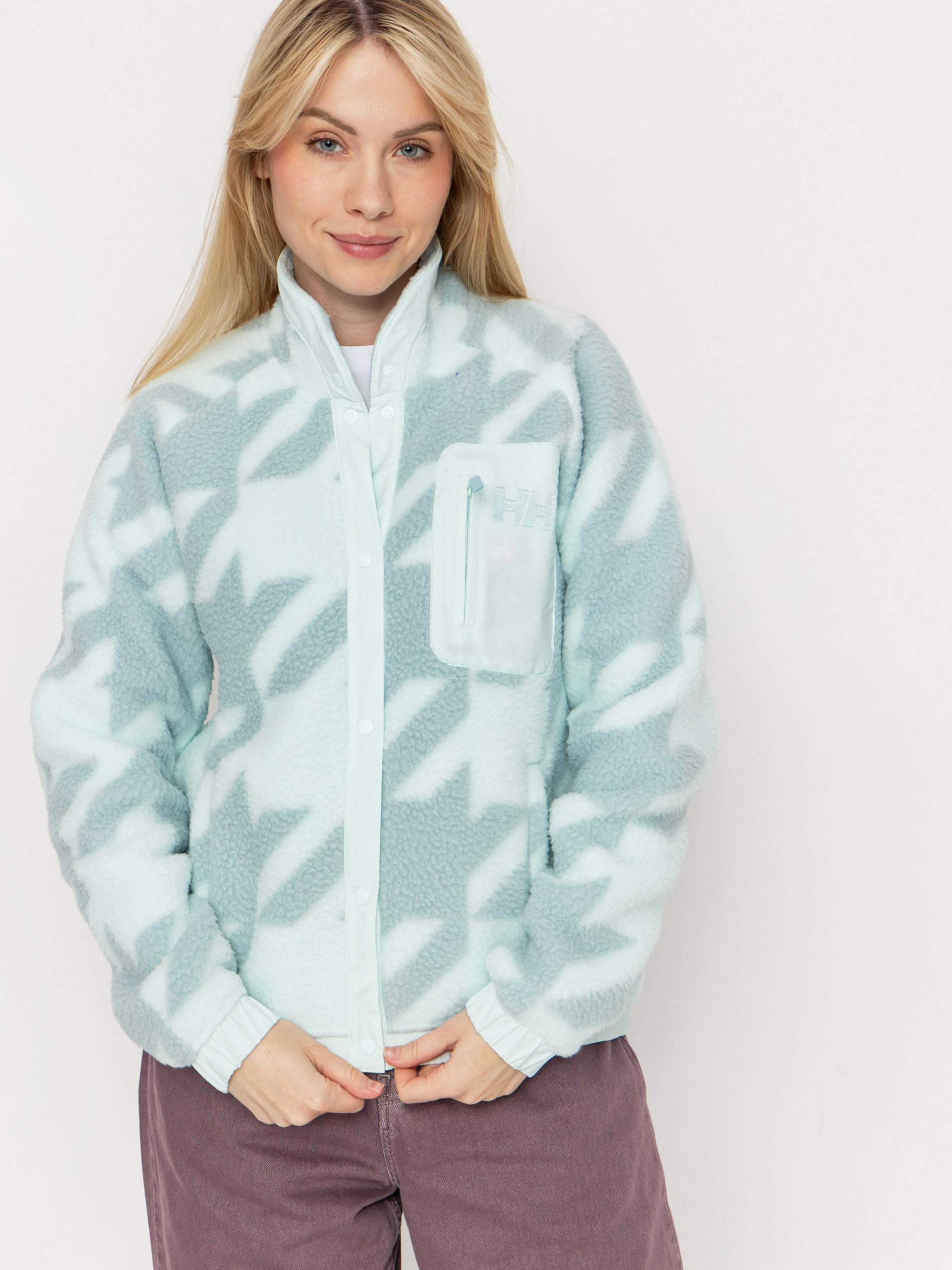 Fleecová mikina Helly Hansen Imperial Printed Pile Snap Wmn (icicle houndstooth aop)