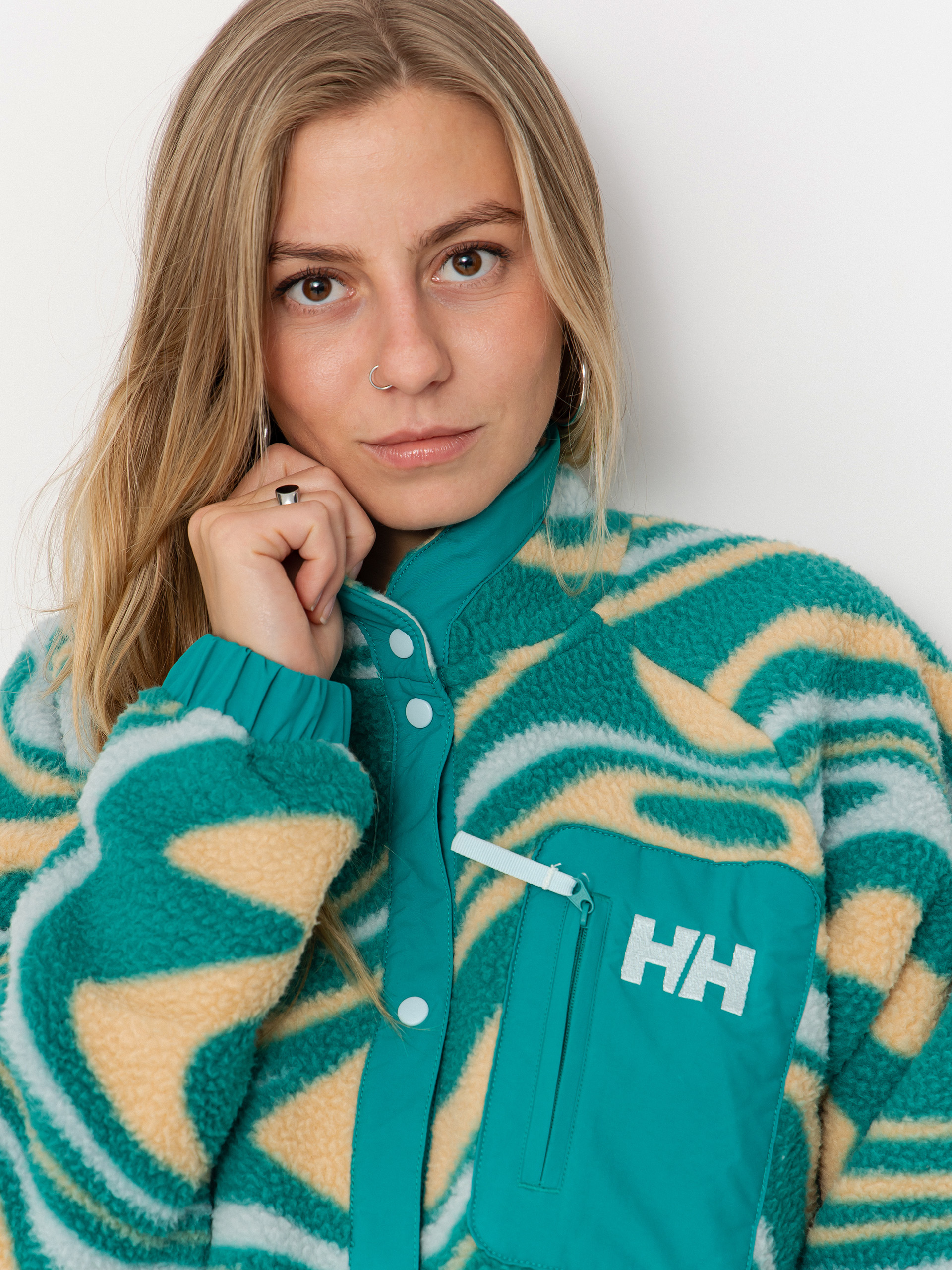 Dámský Fleecová mikina Helly Hansen Imperial Printed Pile Snap (barely blue swirl aop)