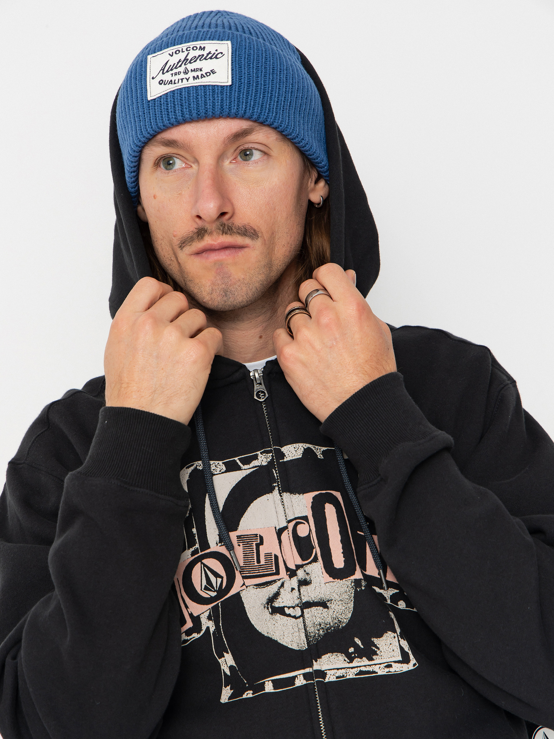 Mikina s kapucí Volcom Stick Stoner ZHD (antique black)