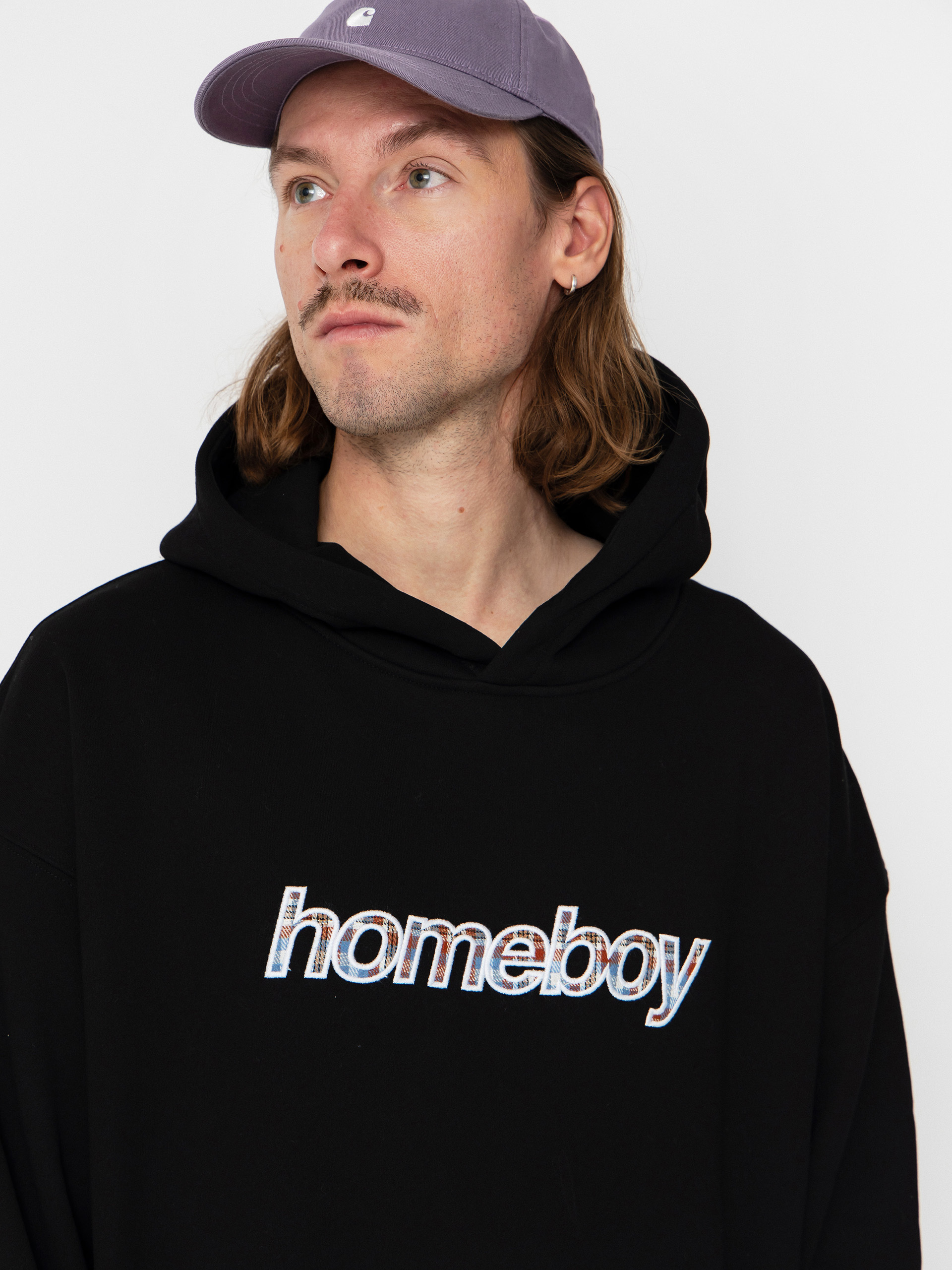 Mikina s kapucí Homeboy Plaid Helvetica HD (black)