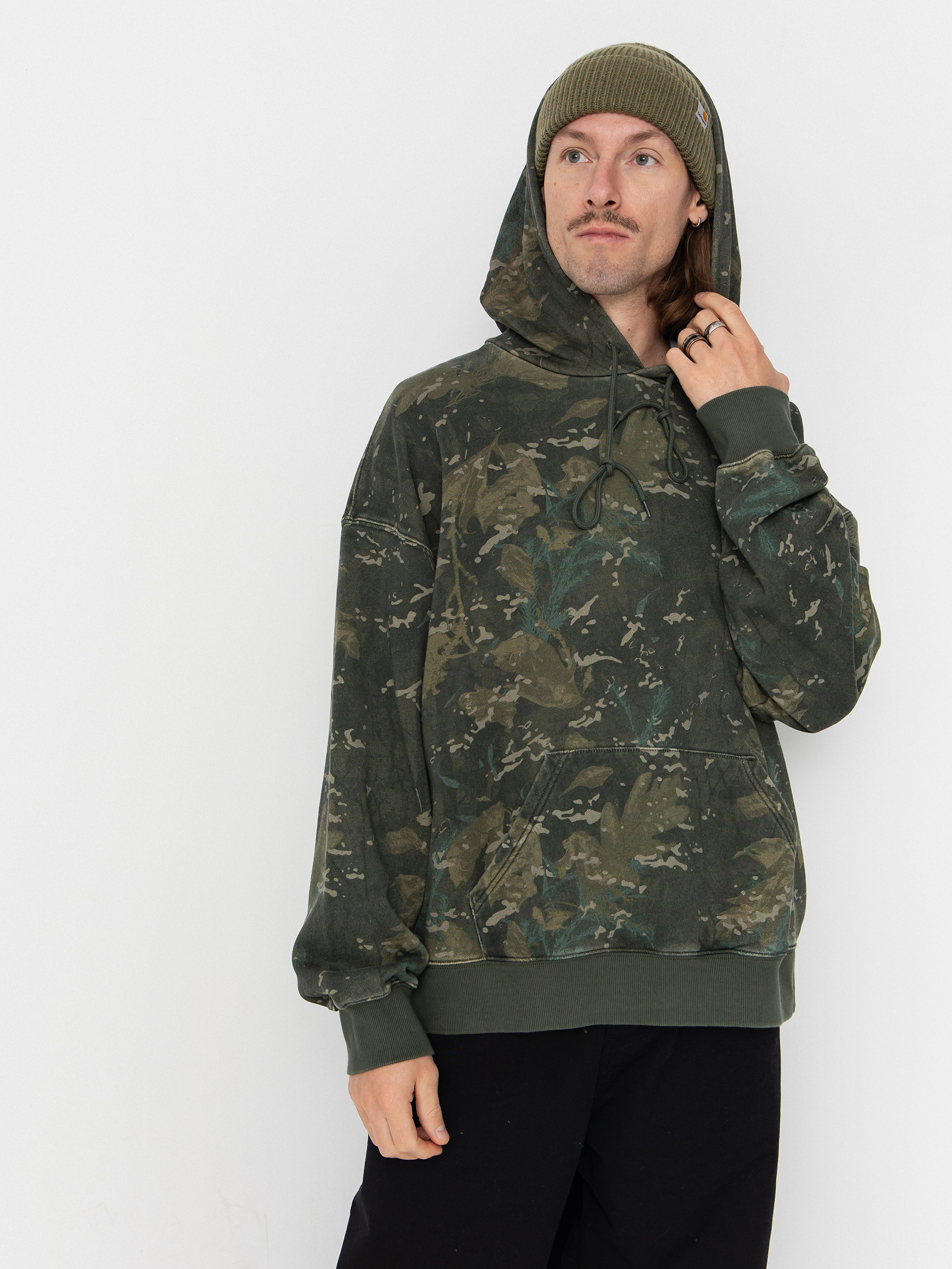 Mikina s kapucí Carhartt WIP Benton HD (camo combi/green/garment dyed)