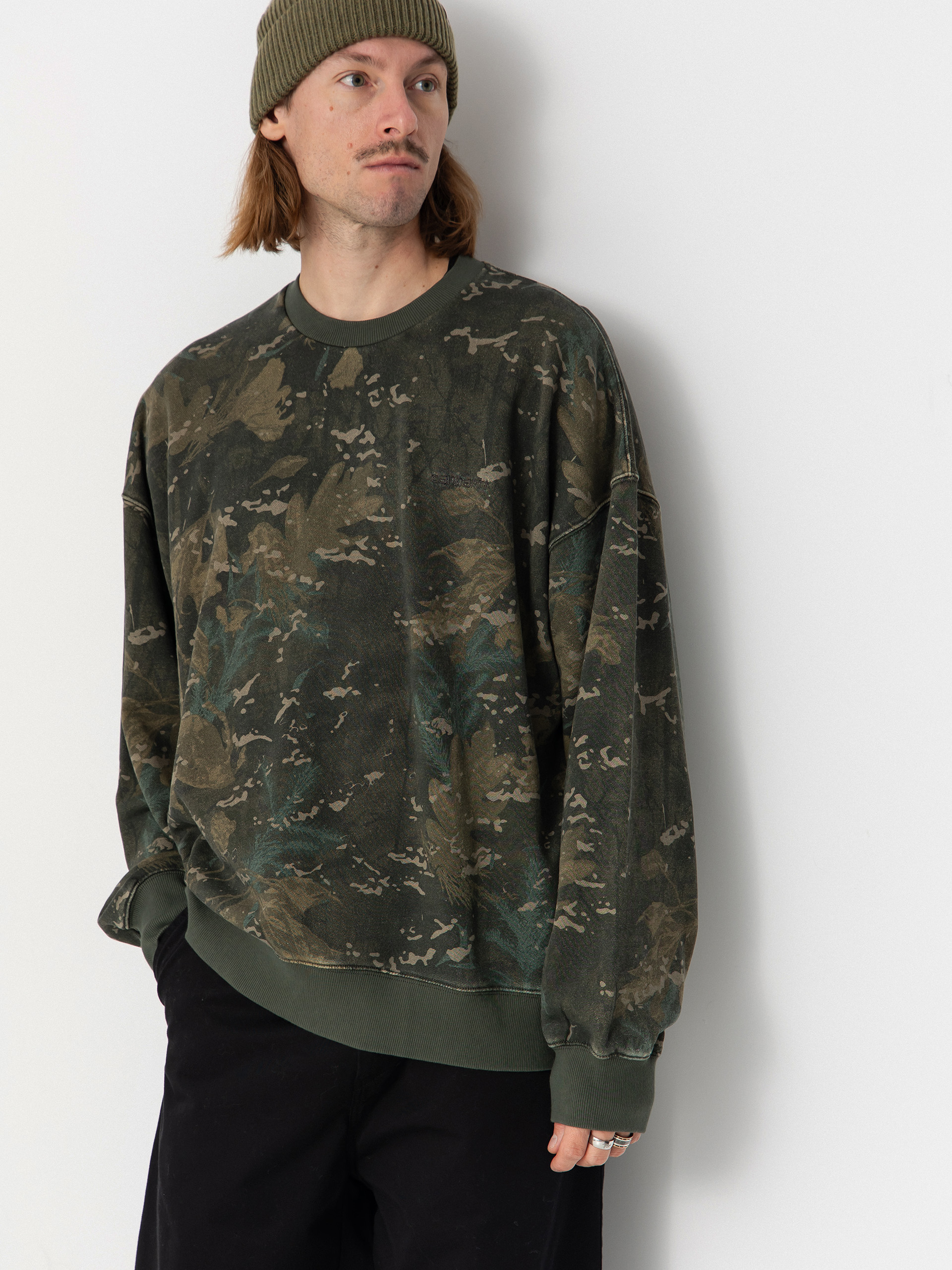 Mikina Carhartt WIP Benton (camo combi/green/garment dyed)