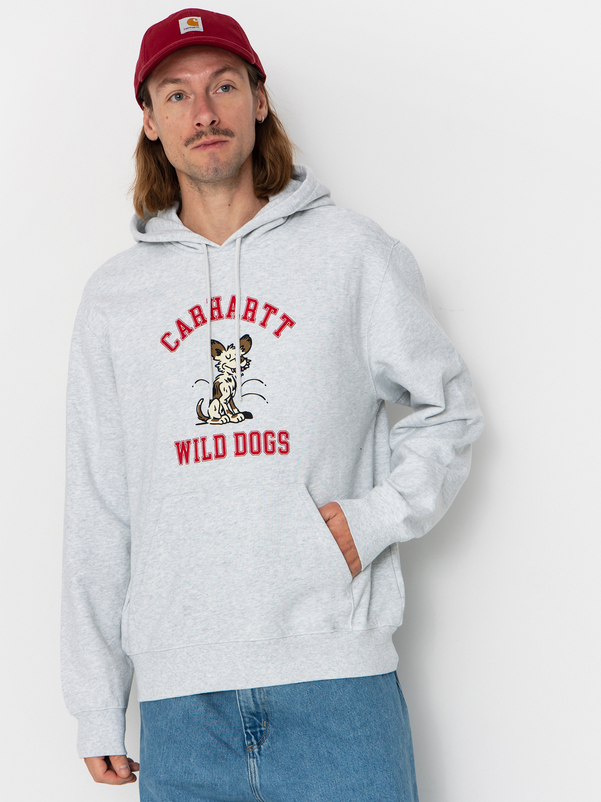 Mikina s kapucu00ed Carhartt WIP Wild Dog HD (ash heather)