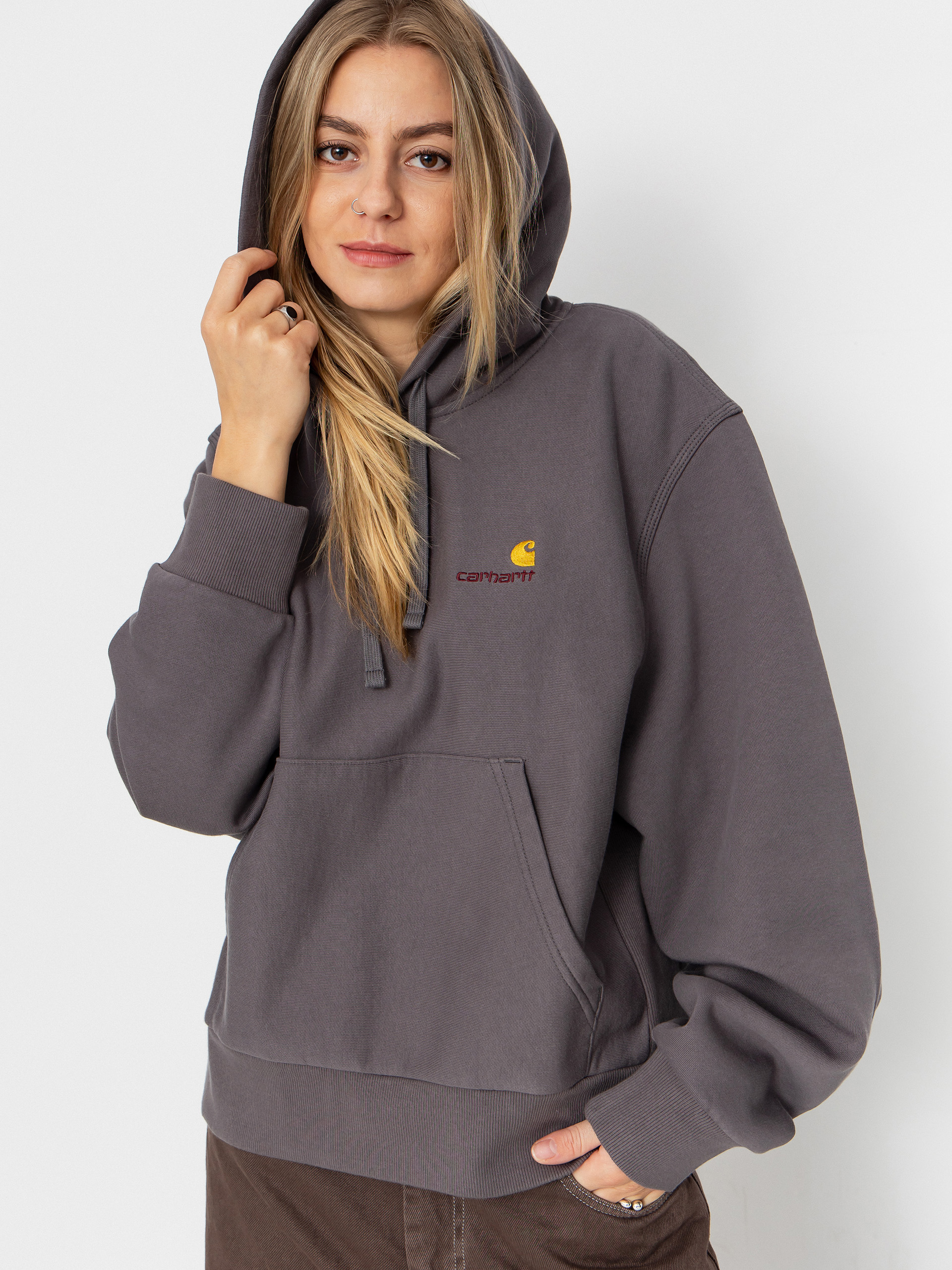 Mikina s kapucí Carhartt WIP American Script HD Wmn (porphyry)