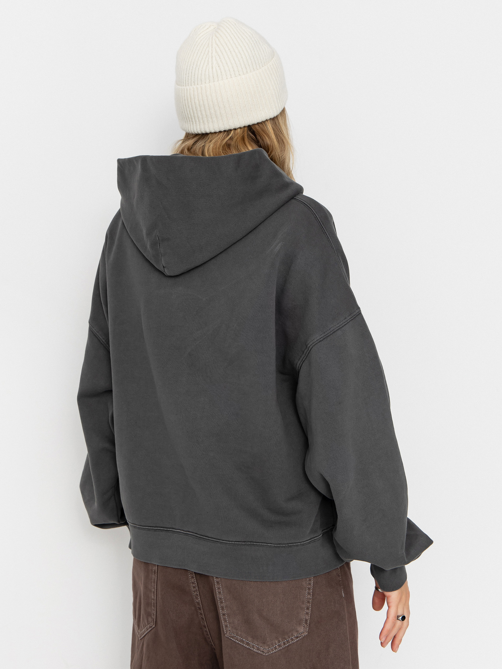 Mikina s kapucí Carhartt WIP Benton HD Wmn (graphite/garment dyed)
