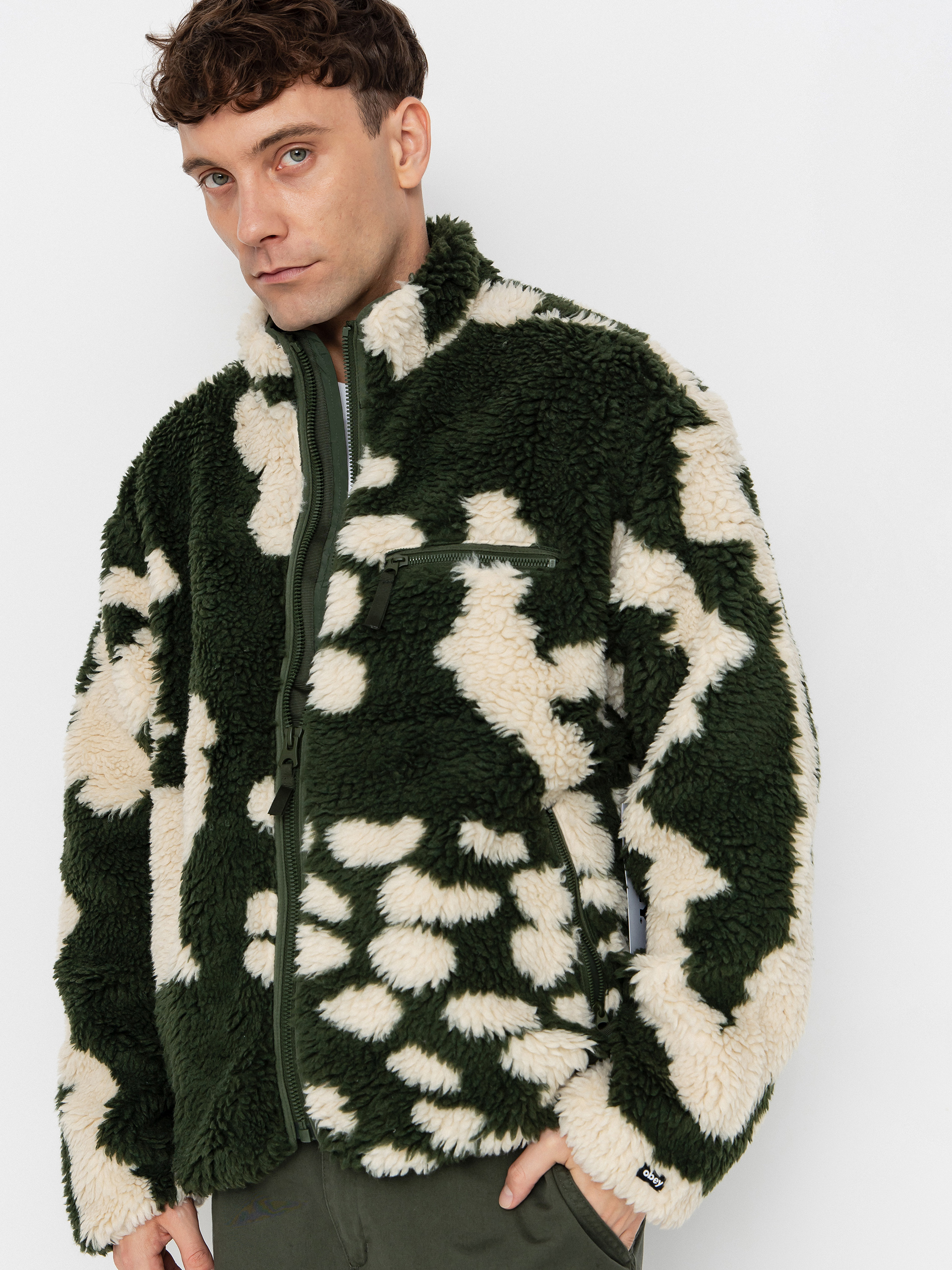 Fleecová mikina OBEY Obey Shaggy Sherpa (kombu green multi)