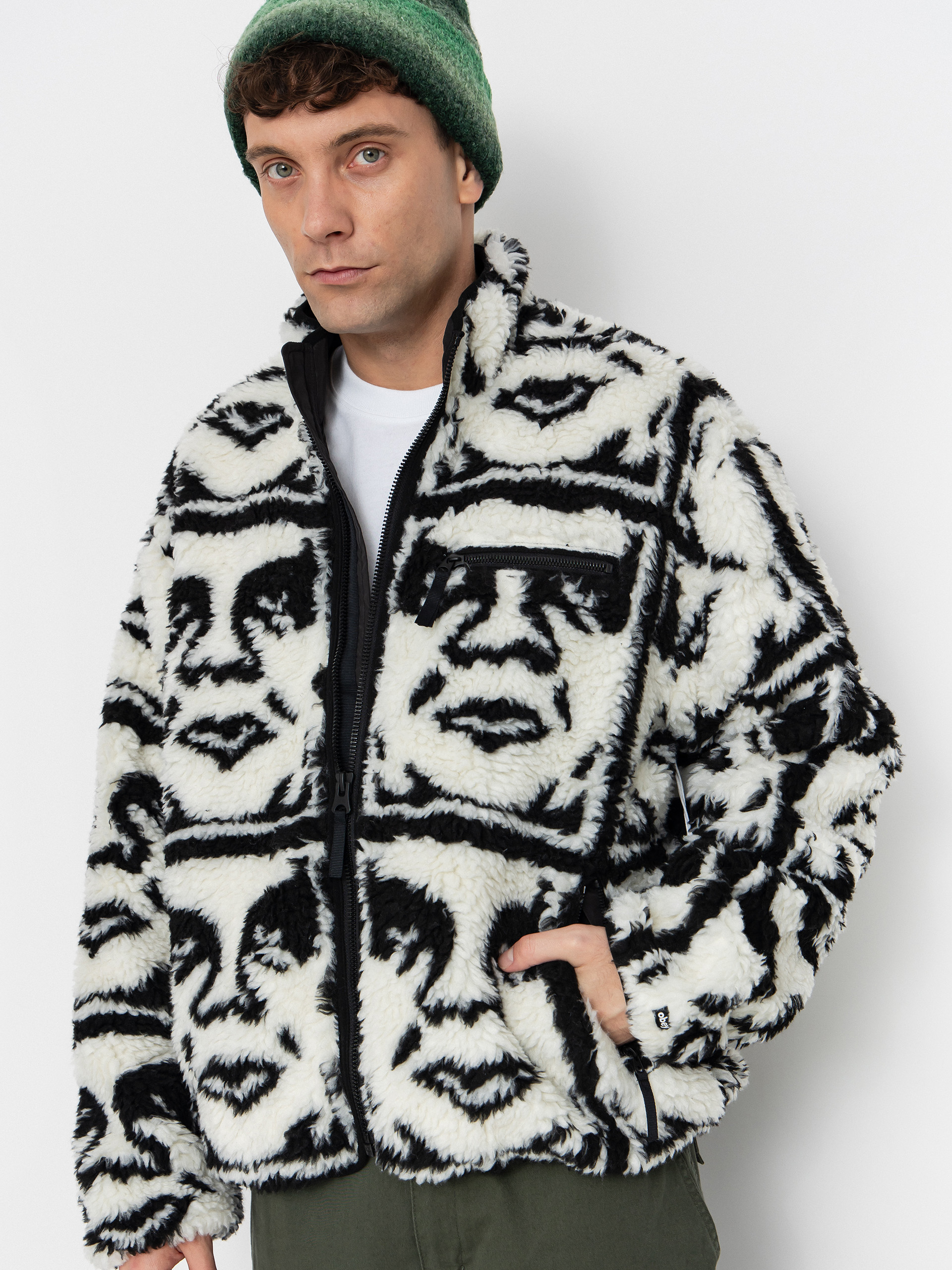 Fleecová mikina OBEY Obey Repeated Icon Sherpa (black multi)
