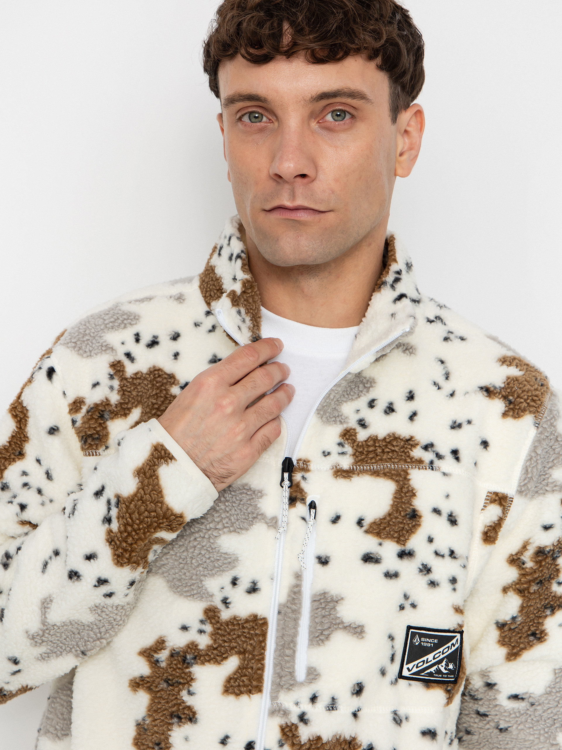 Pánský Fleecová mikina Volcom Nelson Sherpa ZHD (white)