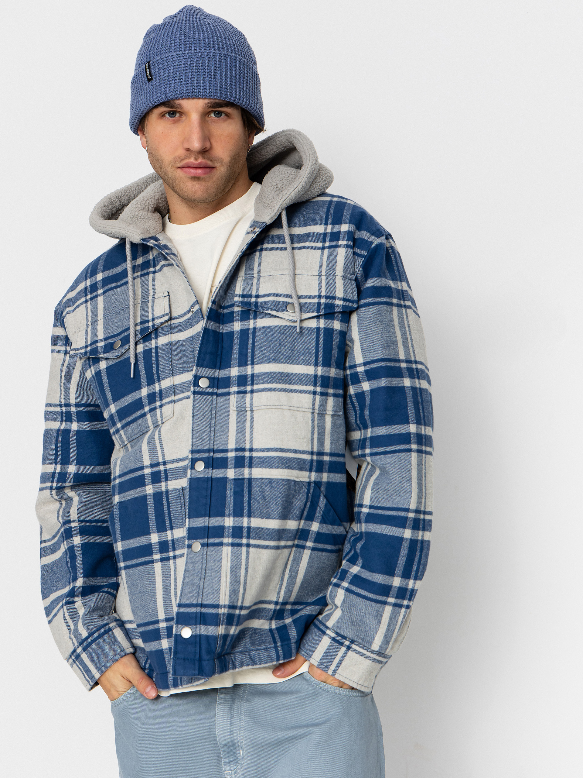 Košile Vans Piedmont Hooded Plaid Shacket (oatmeal heather/truenvy)