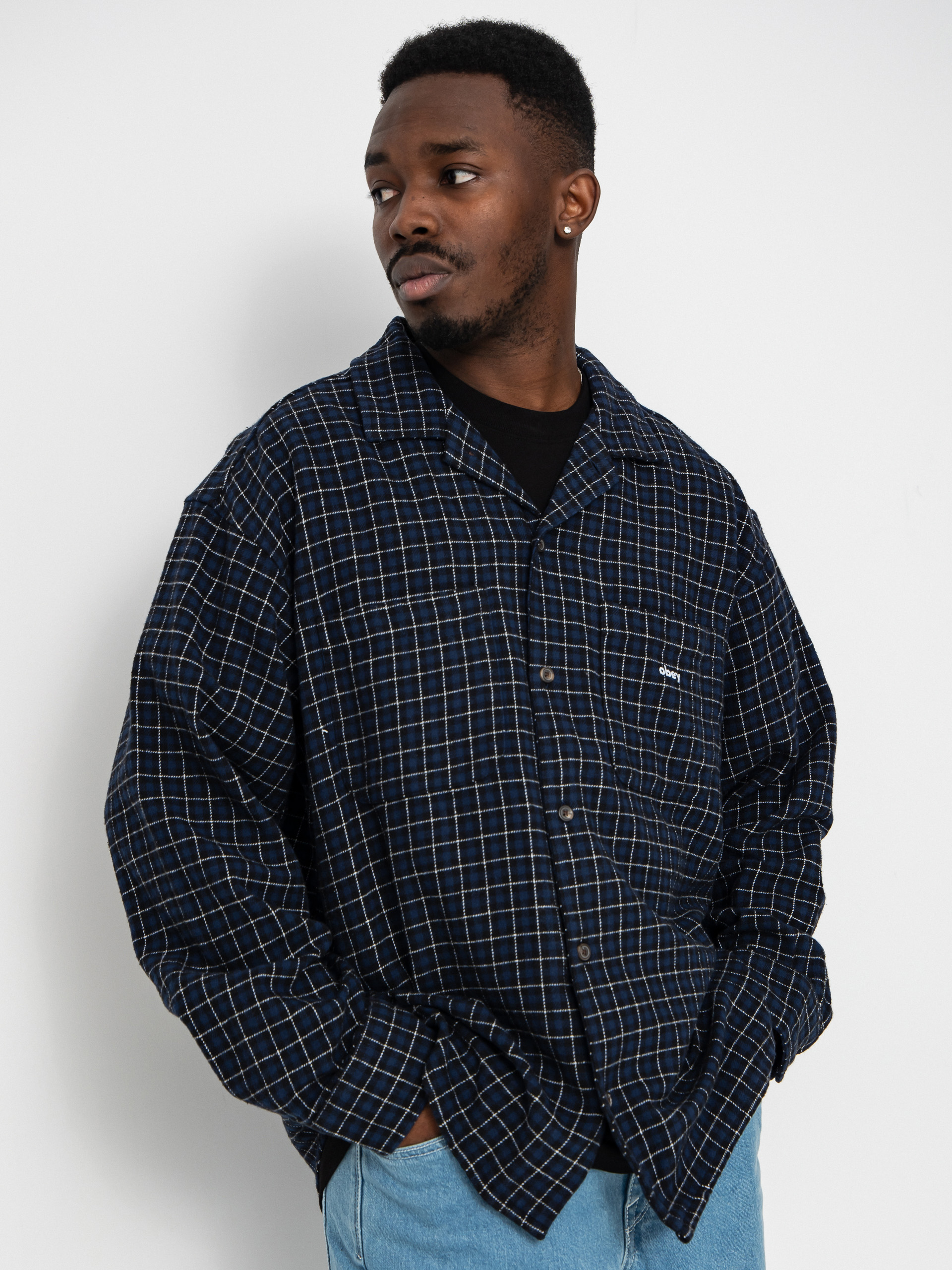 Košile OBEY Adams (academy navy multi)