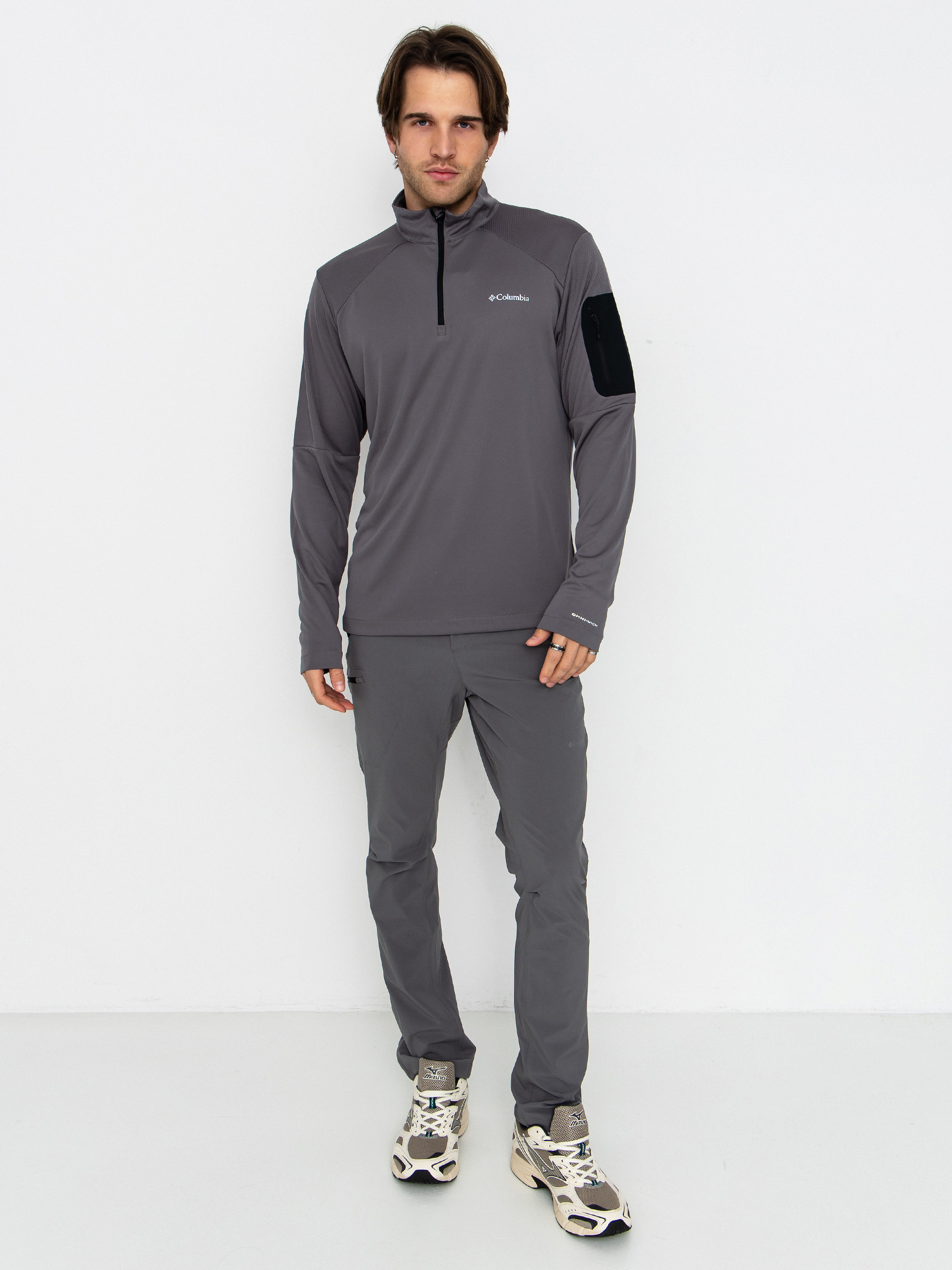 Fleecovu00e1 mikina Columbia Tech Knit 1/4 Zip (city grey/blac)