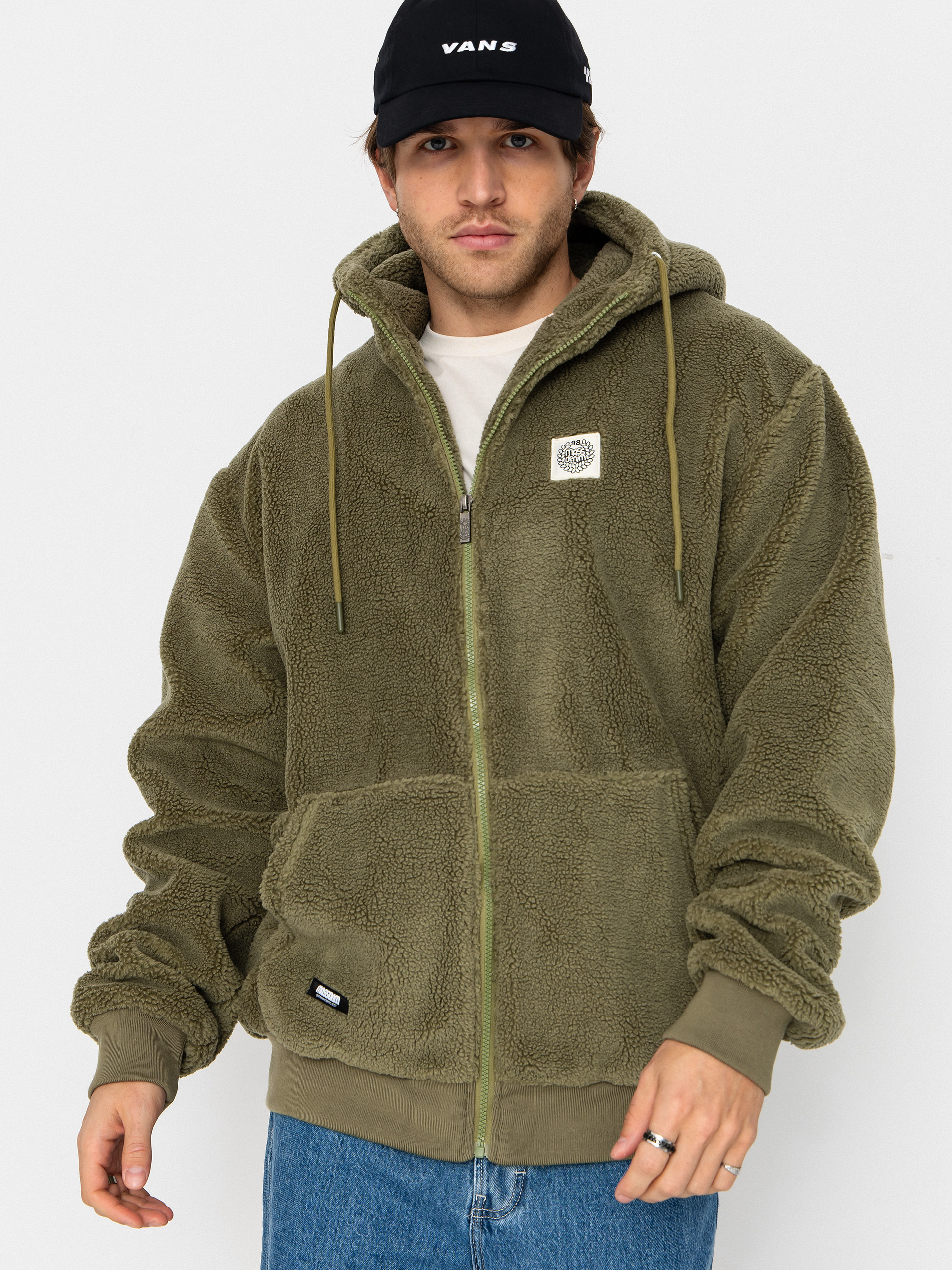 Bunda MassDnm Patch Teddy Zip Hoody (olive)