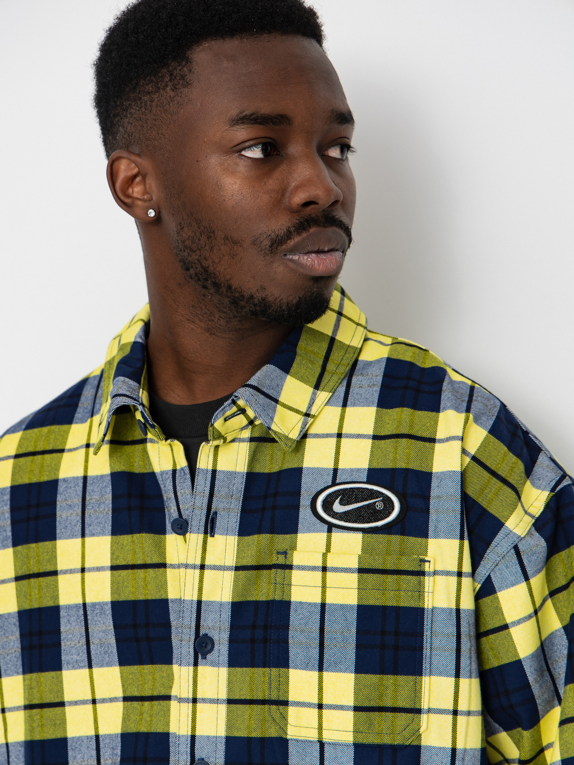 Košile Nike SB Flnnl Koston (midnight navy/speed yellow)