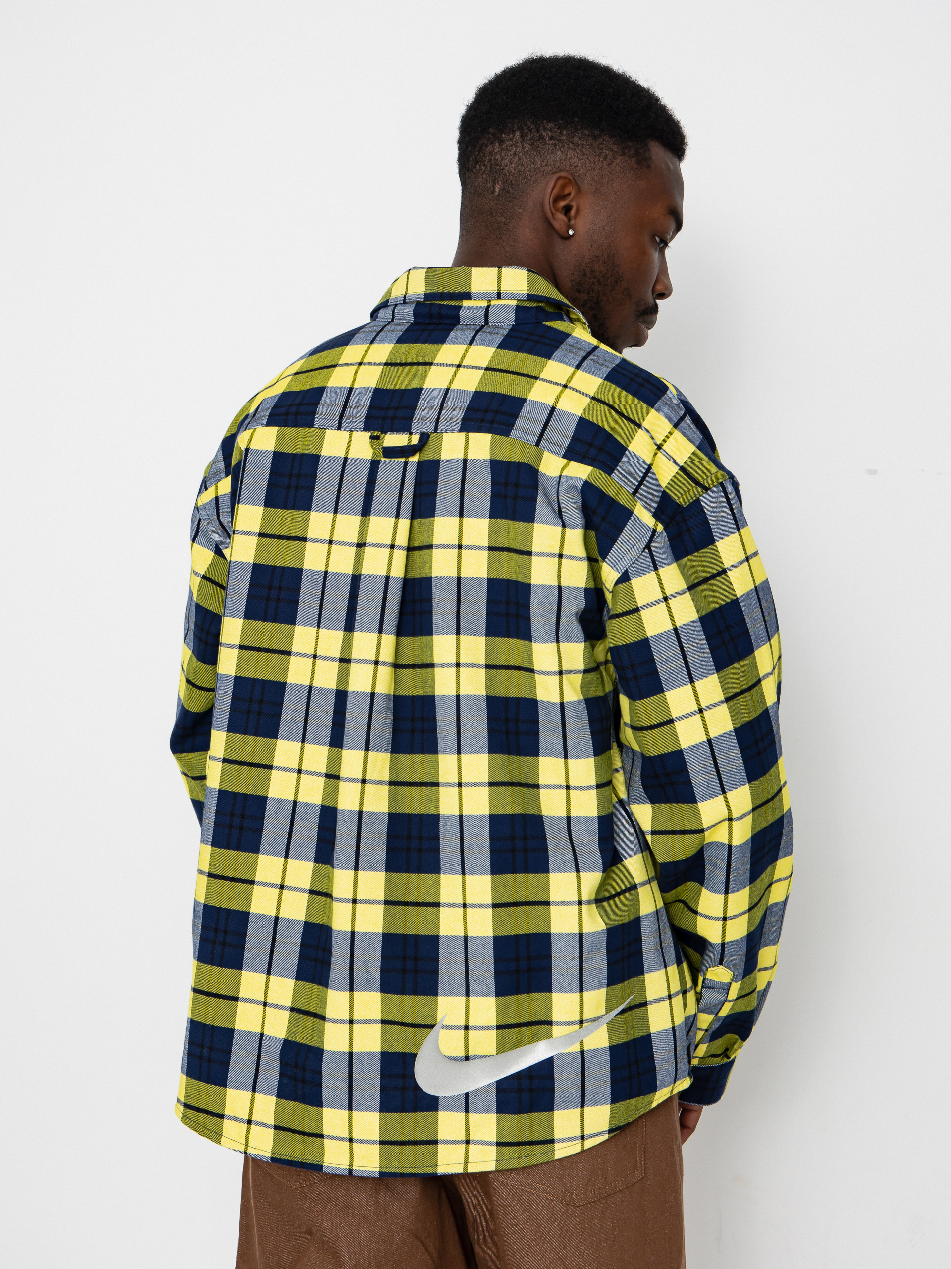 Košile Nike SB Flnnl Koston (midnight navy/speed yellow)