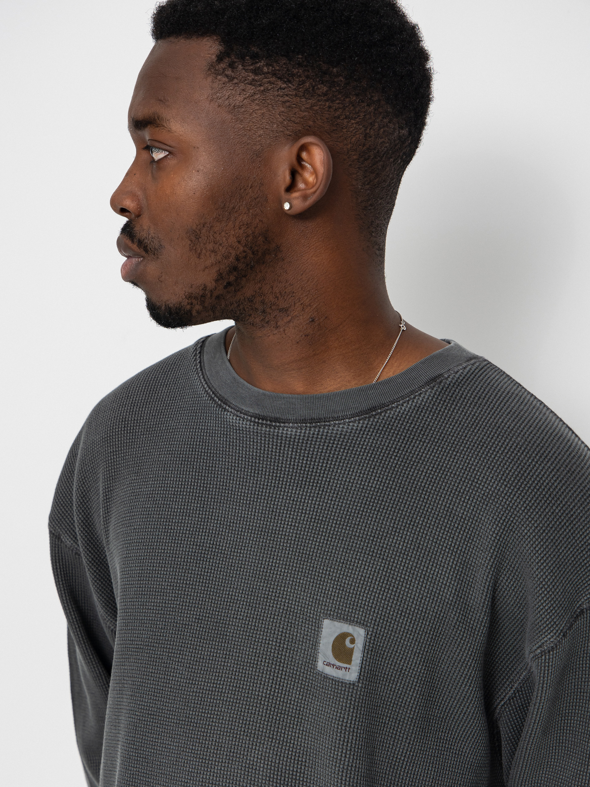 Triko Carhartt WIP Vista Waffle (black/garment dyed)