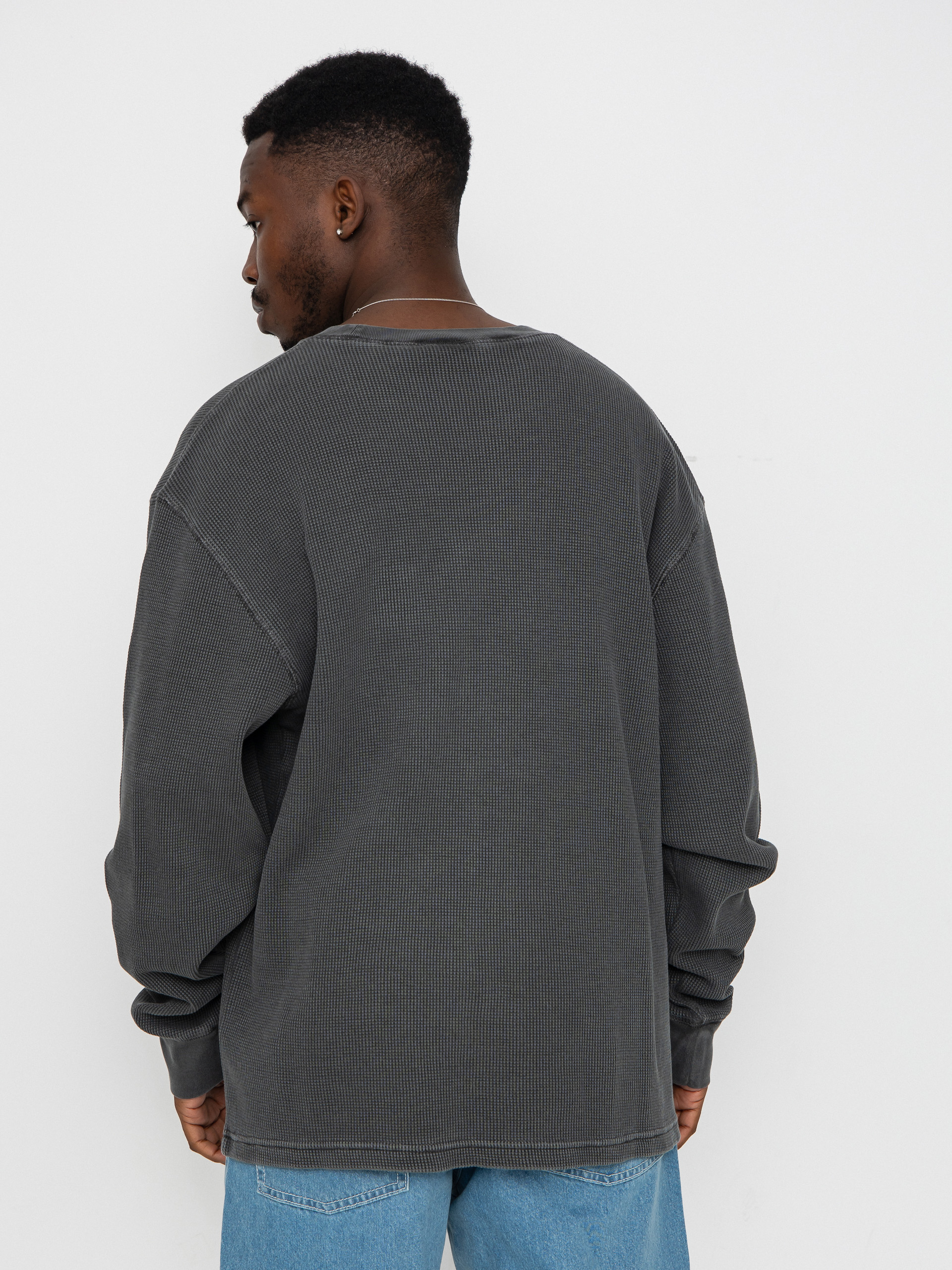 Triko Carhartt WIP Vista Waffle (black/garment dyed)