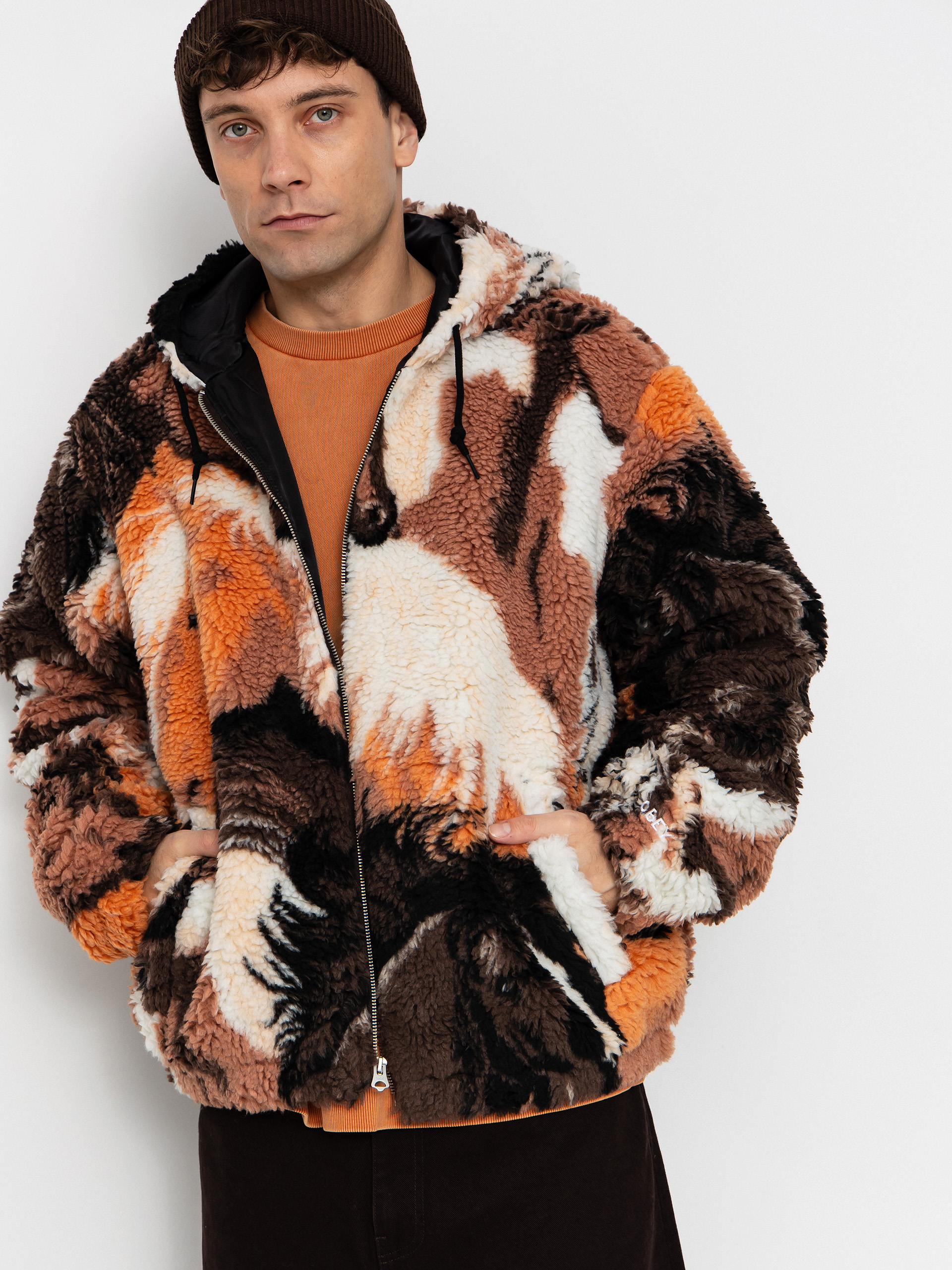 Fleecová mikina OBEY Obey Horses Sherpa (brown multi)