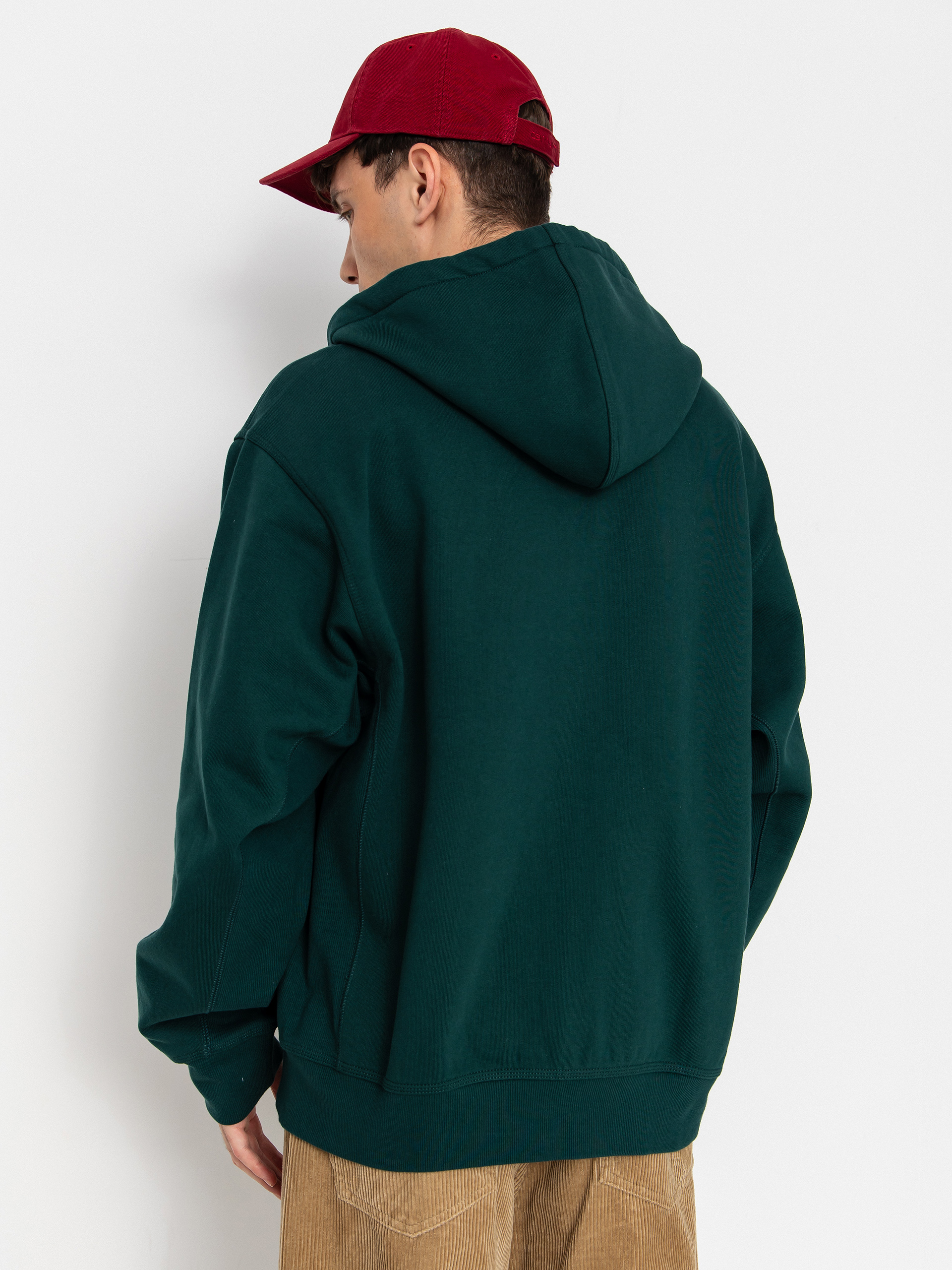 Mikina s kapucí Carhartt WIP American Script ZHD (dark fir)