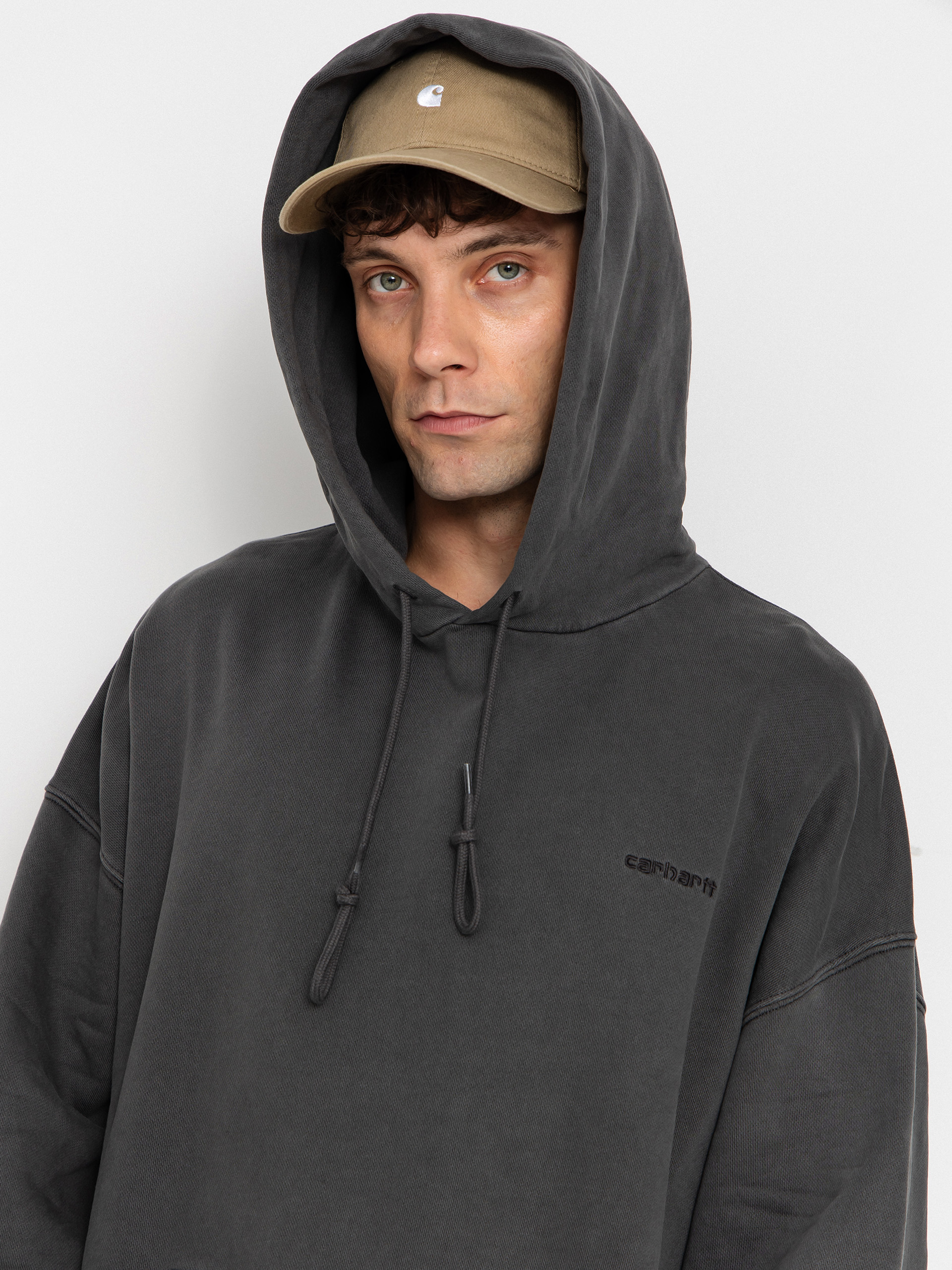 Mikina s kapucu00ed Carhartt WIP Benton HD (graphite/garment dyed)