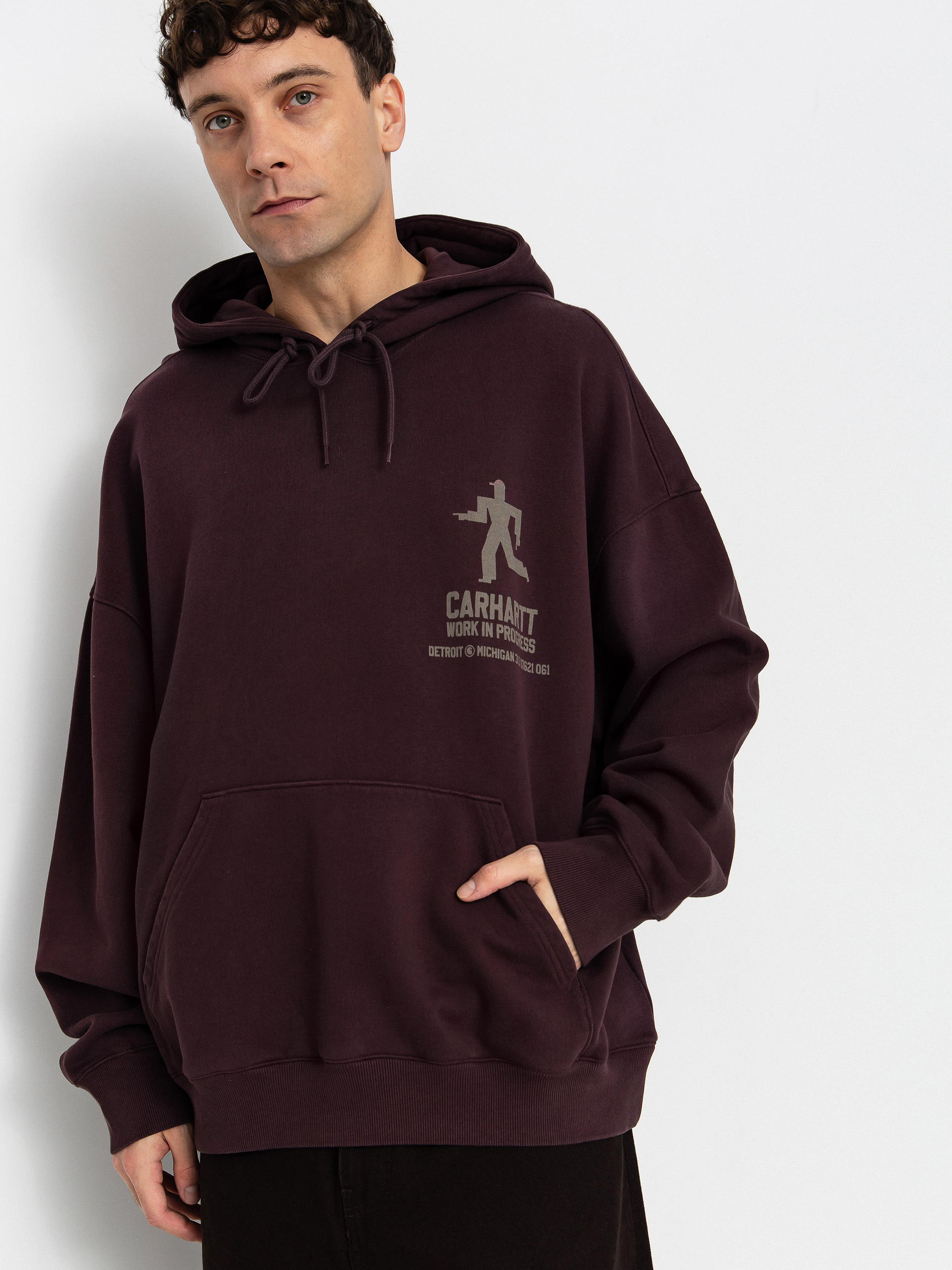 Mikina s kapucí Carhartt WIP Distance HD (palisander/stone dyed)