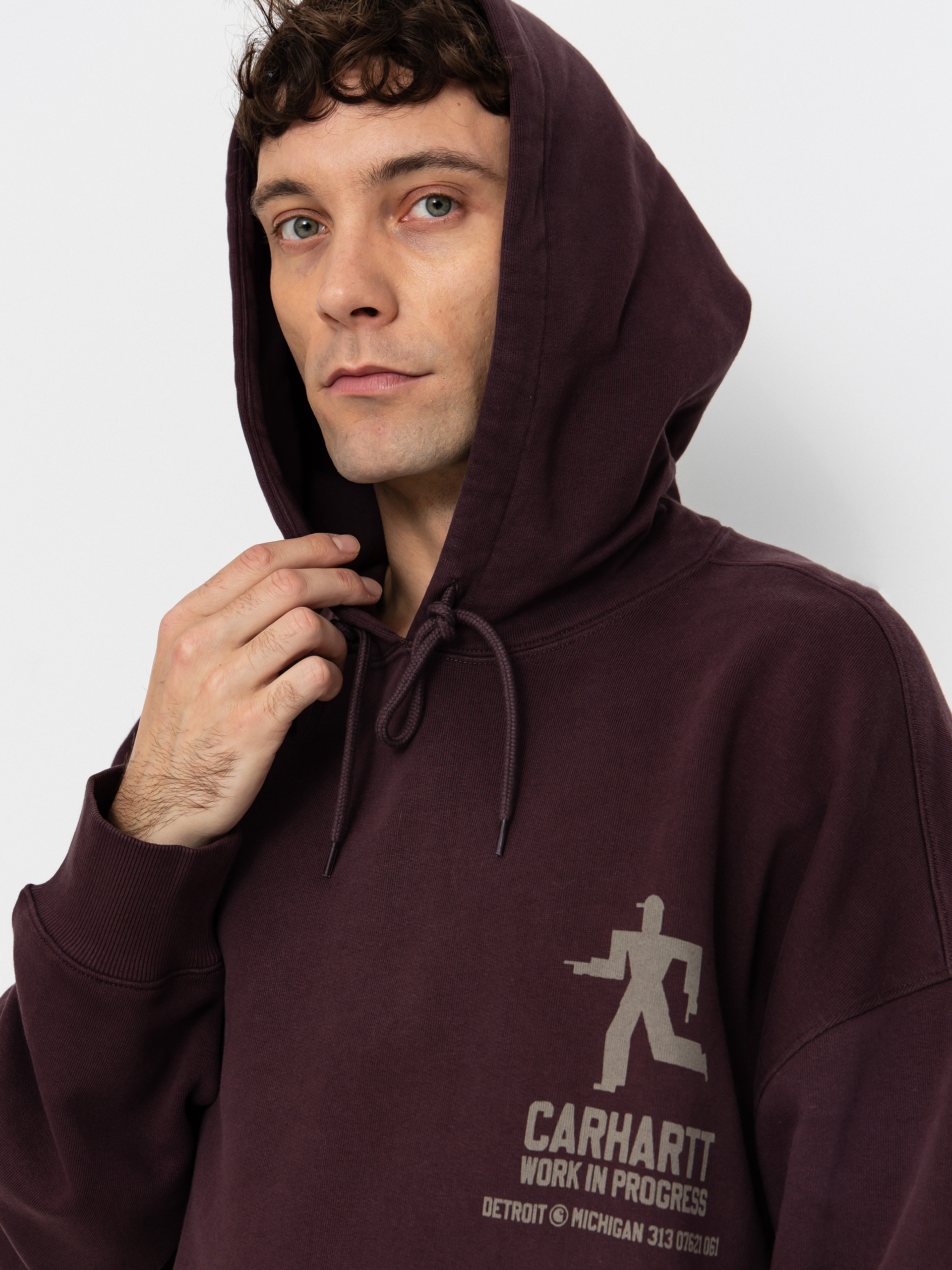 Mikina s kapucí Carhartt WIP Distance HD (palisander/stone dyed)