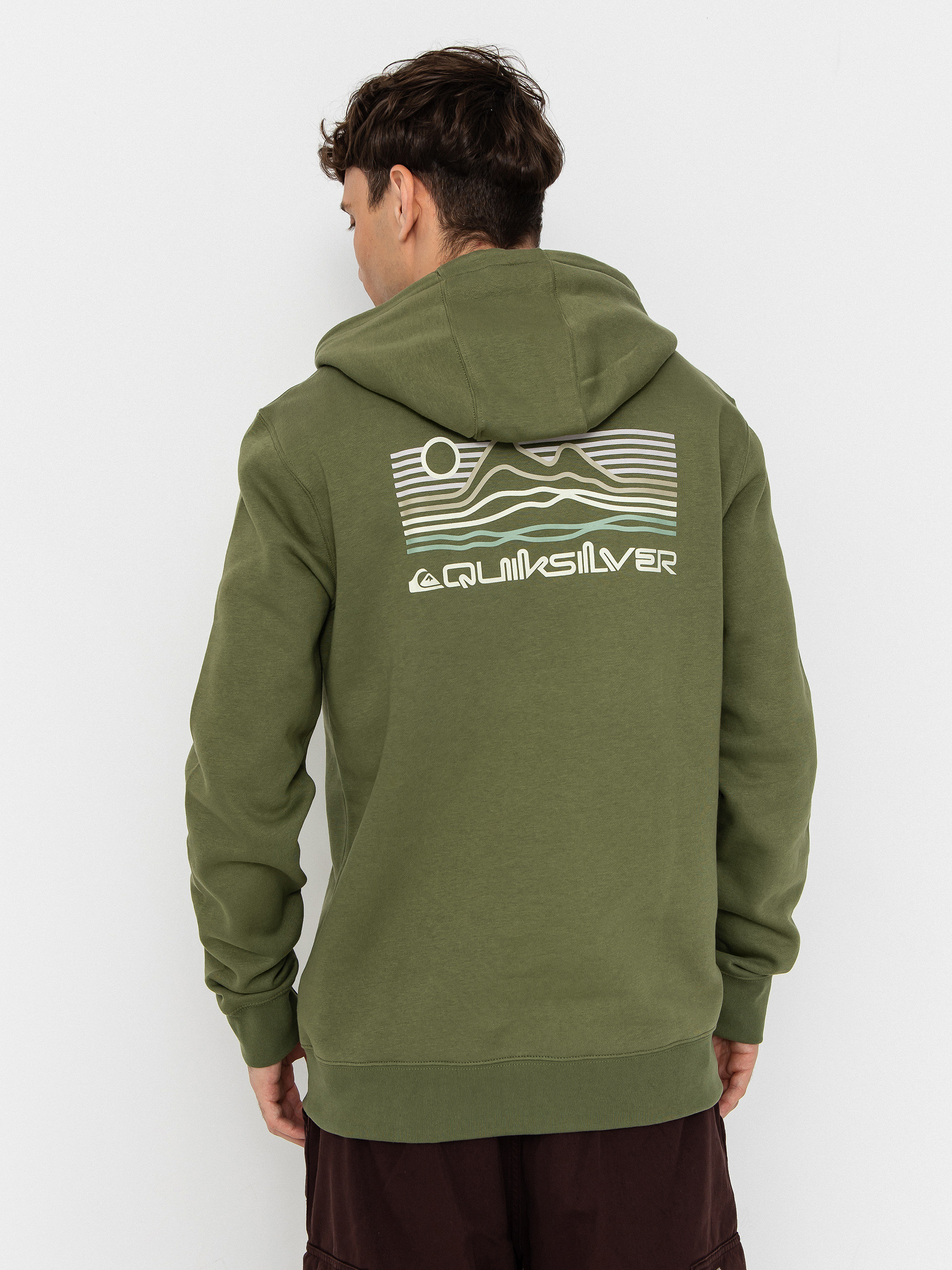 Mikina s kapucí Quiksilver Light Waves HD (loden green)