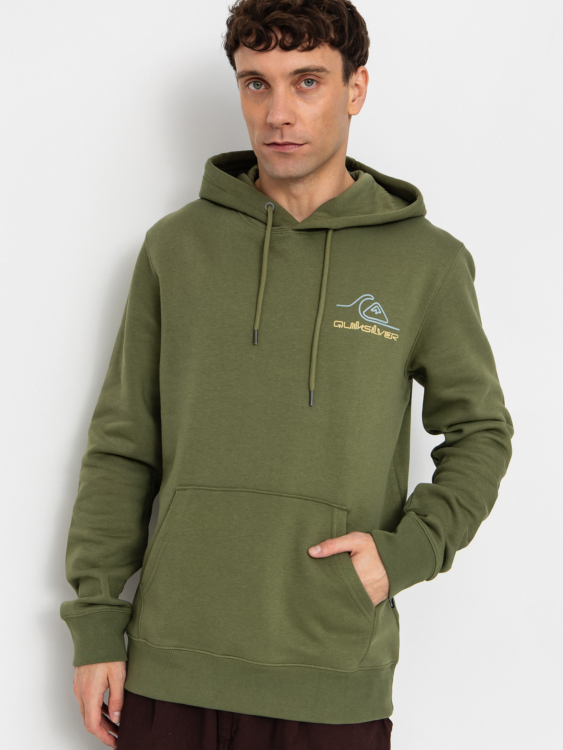 Mikina s kapucí Quiksilver Light Waves HD (loden green)