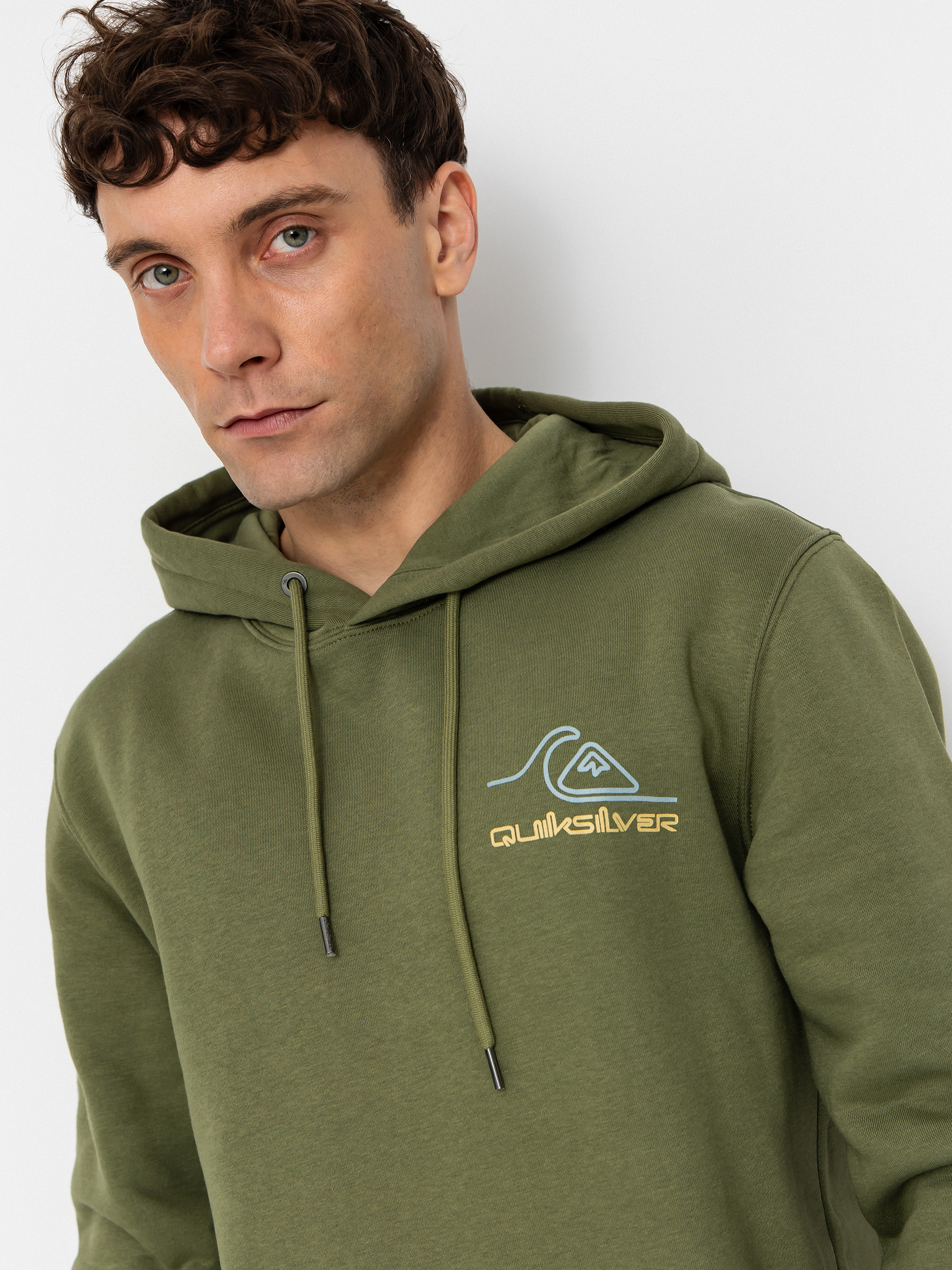 Mikina s kapucí Quiksilver Light Waves HD (loden green)
