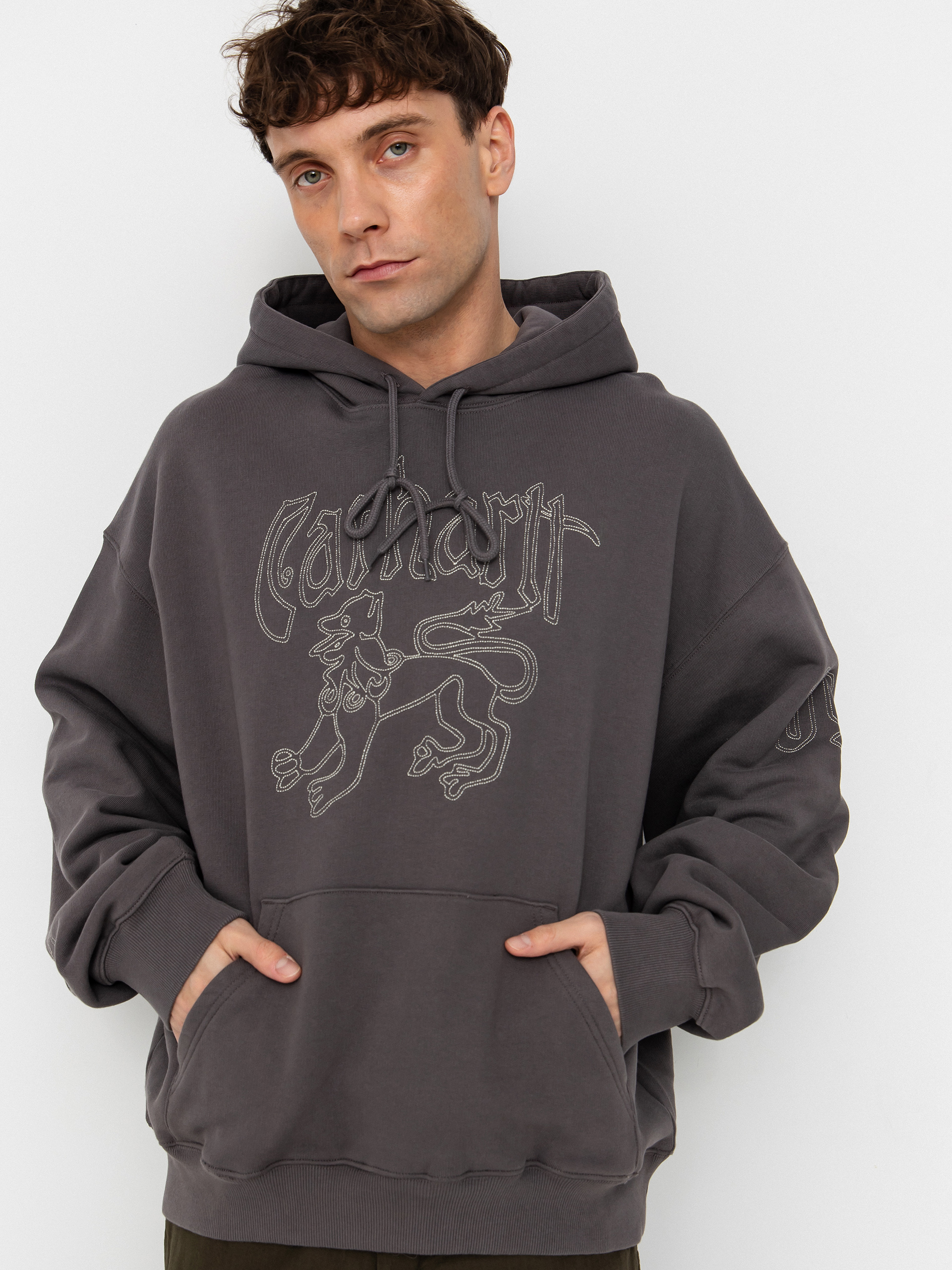 Mikina s kapucí Carhartt WIP Hackwork HD (porphyry/fleur de sel)