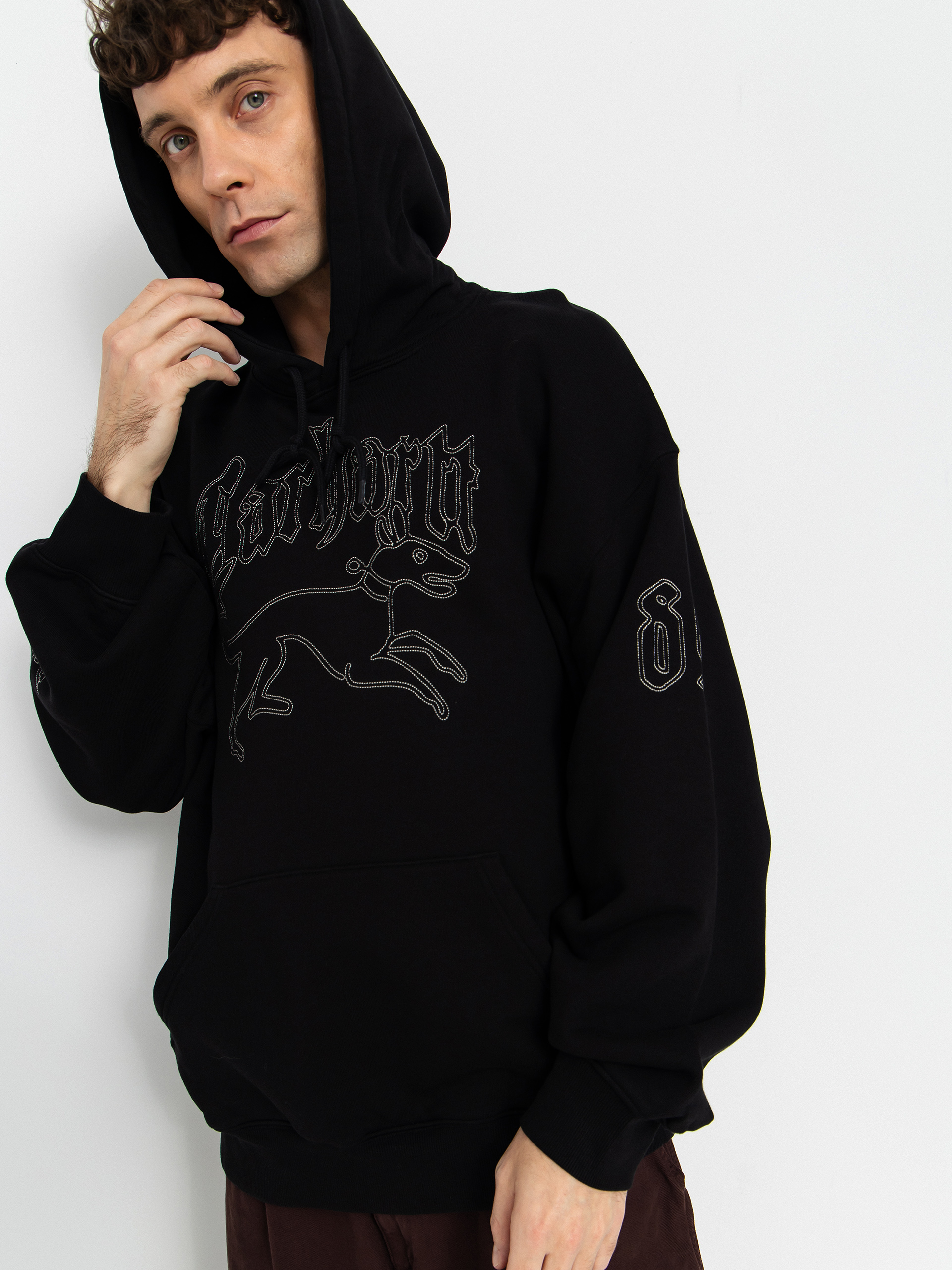 Mikina s kapucí Carhartt WIP Hackwork HD (black/wall)