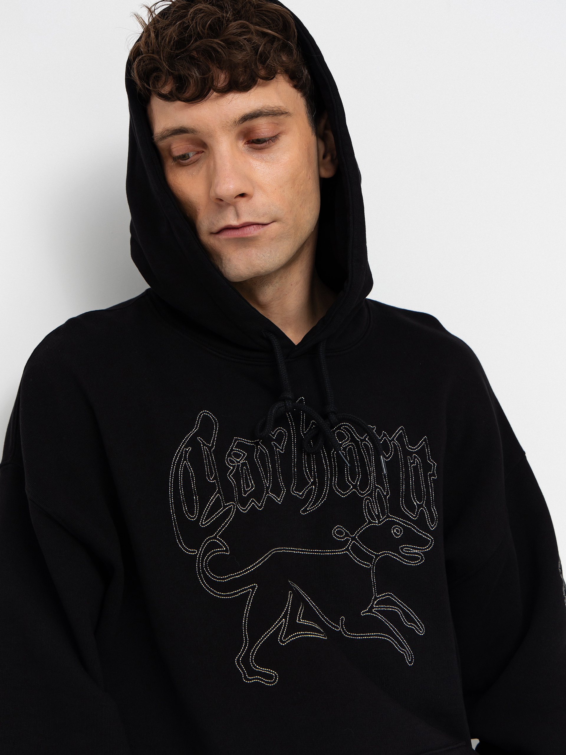 Mikina s kapucí Carhartt WIP Hackwork HD (black/wall)