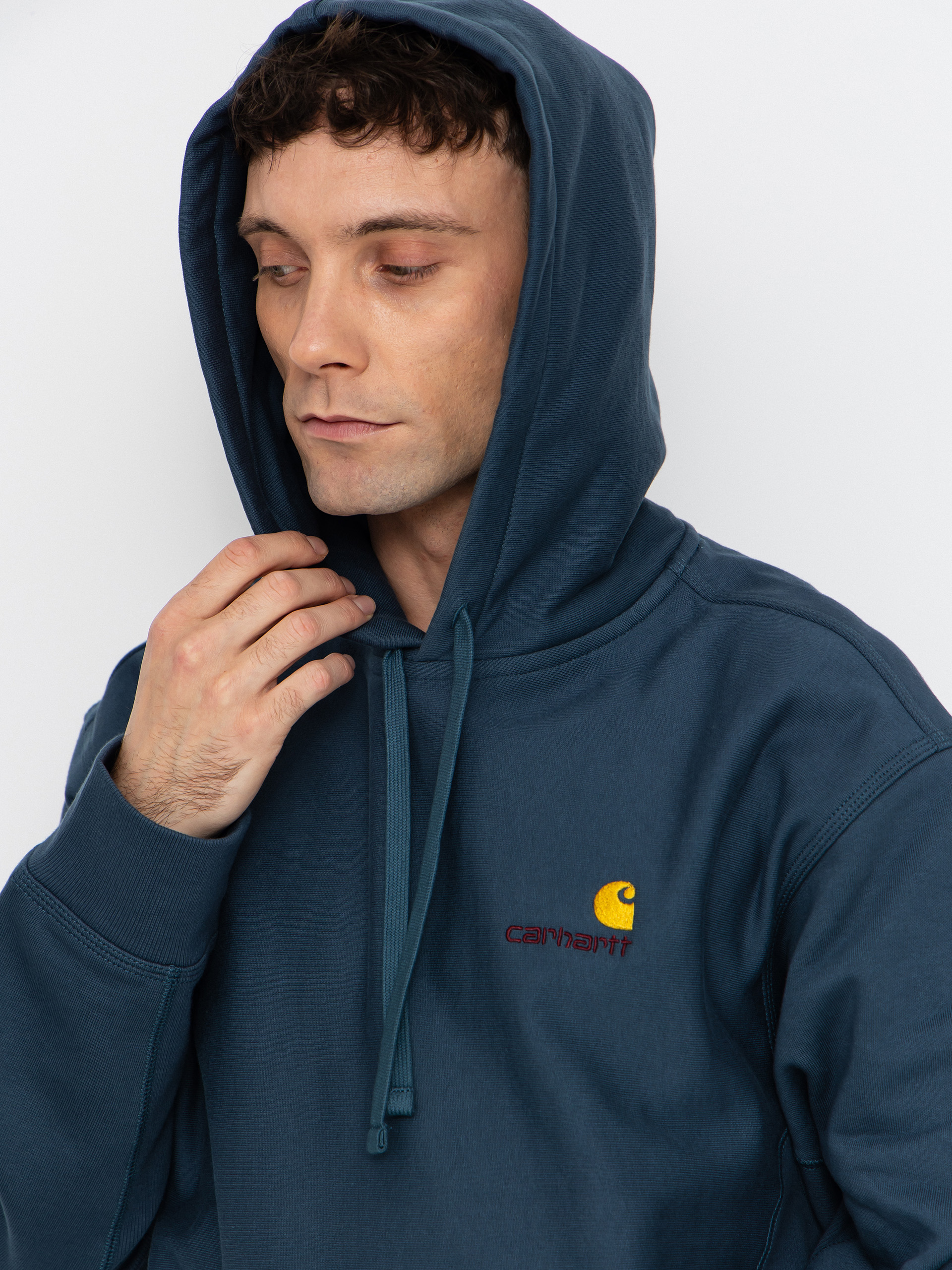 Mikina s kapucí Carhartt WIP American Script HD (office blue)
